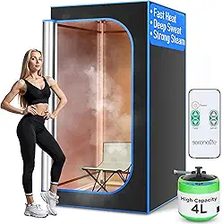 SereneLife Sauna portátil para casa, barraca de sauna a vapor com vaporizador de 4L, cadeira de sauna dobrável, sauna de desintoxicação pessoal compacta, spa doméstico com controle remoto, 180 cm x 89