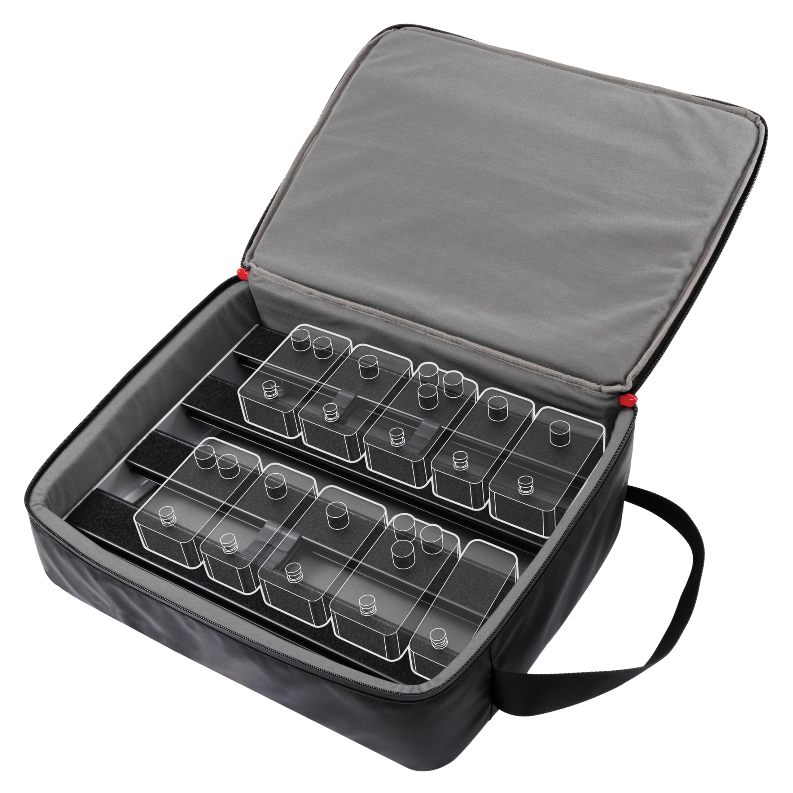 D'Addario XPND Gitarren‑Pedalboard‑Tasche – Backline‑Transporttasche – Für XPND Core Double‑Row Pedalboards – Gepolsterter Tragegurt