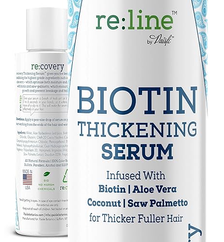 Paisle Botanics Suero para el crecimiento del cabello para la pérdida del cabello, biotina natural, espesante de cabello fino para mujeres y