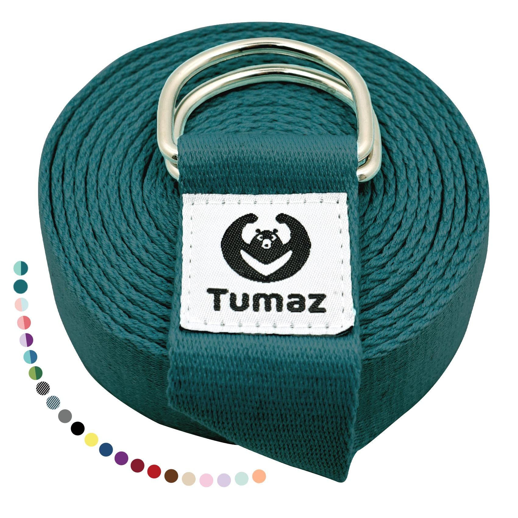 Tumaz Yoga Strap/Yoga Belt, Home Workout, Daily Stretching with Extra Safe Adjustable D-Ring Buckle, Durable and Comfy Delicate Texture