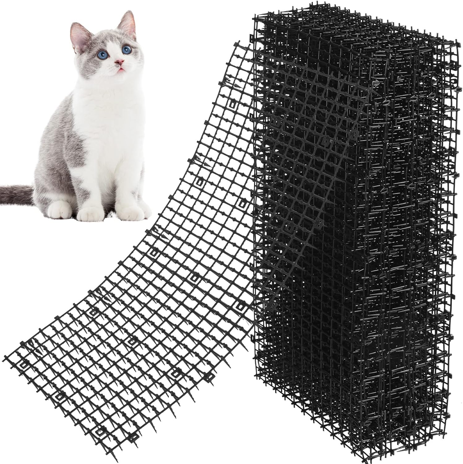 Riakrum 32 Pcs Repellent Cat Scat Mat with Spikes 16 x 13