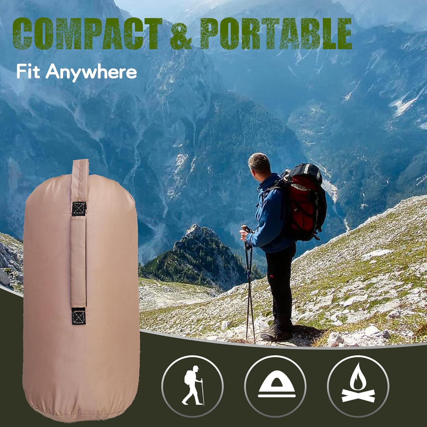 Woobie Blanket, Thermal Insulated Military Poncho Liner, Water-Resistant, Portable, Insulation, for Hiking, Survival with Compression Carry Bag (Od - Coyote) - Image 4