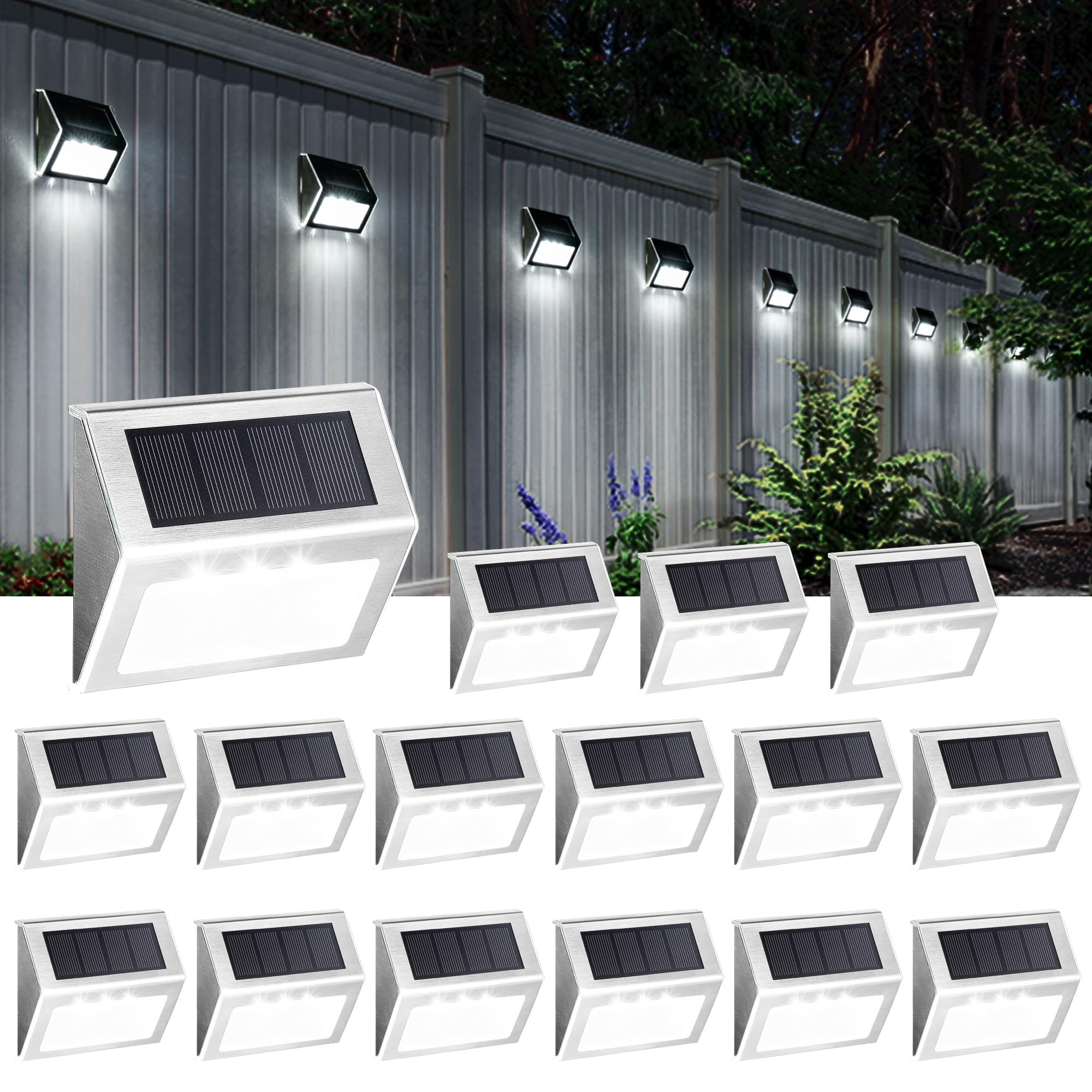Stair Lights Outdoor Patio SOLPEX Solar Deck Lights Outdoor 16 Pack