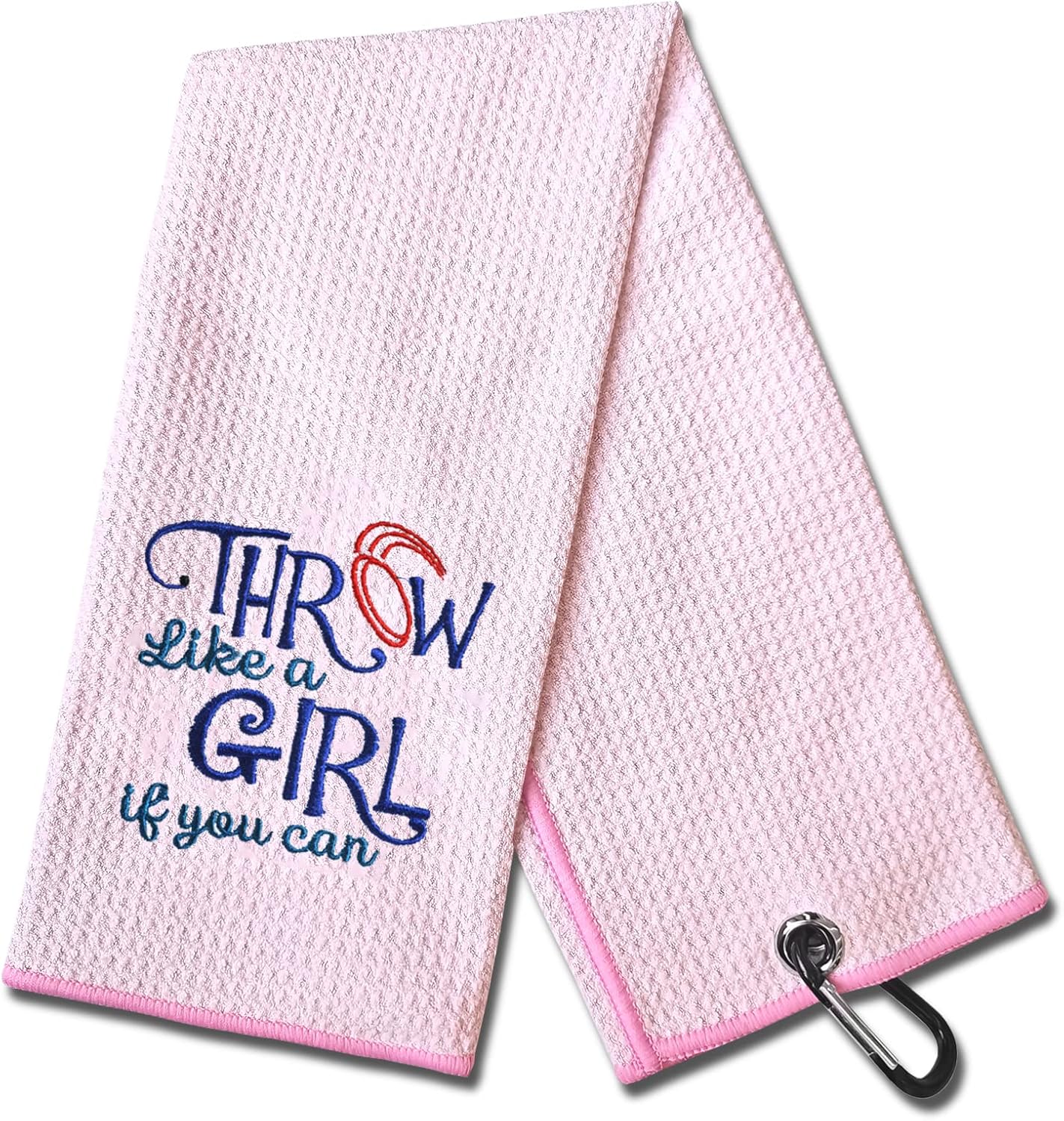 DYJYBMY Throw Like a Girl is You Can Funny Golf Towel, Embroidered Golf Towels for