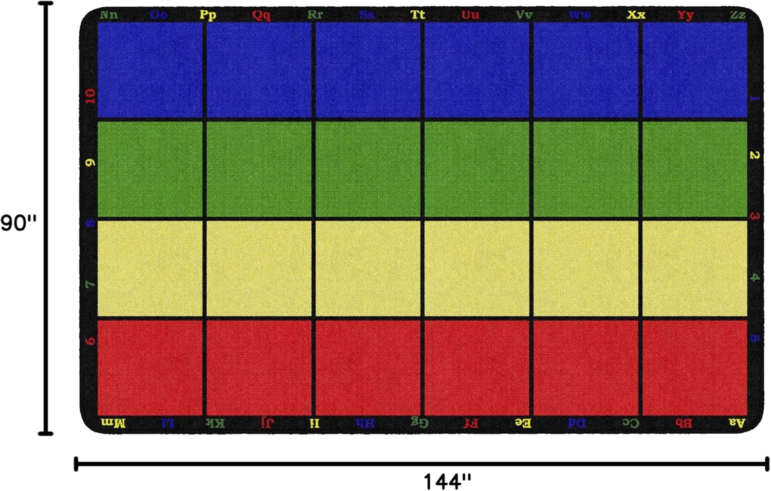 Flagship Carpets Learning Grid Colorful Numbers and Letters Kids Seating Area Rug for Classroom, Play Area Mat, Home Learning or Kids Room Carpet, 7'6" x 12', Seats 24