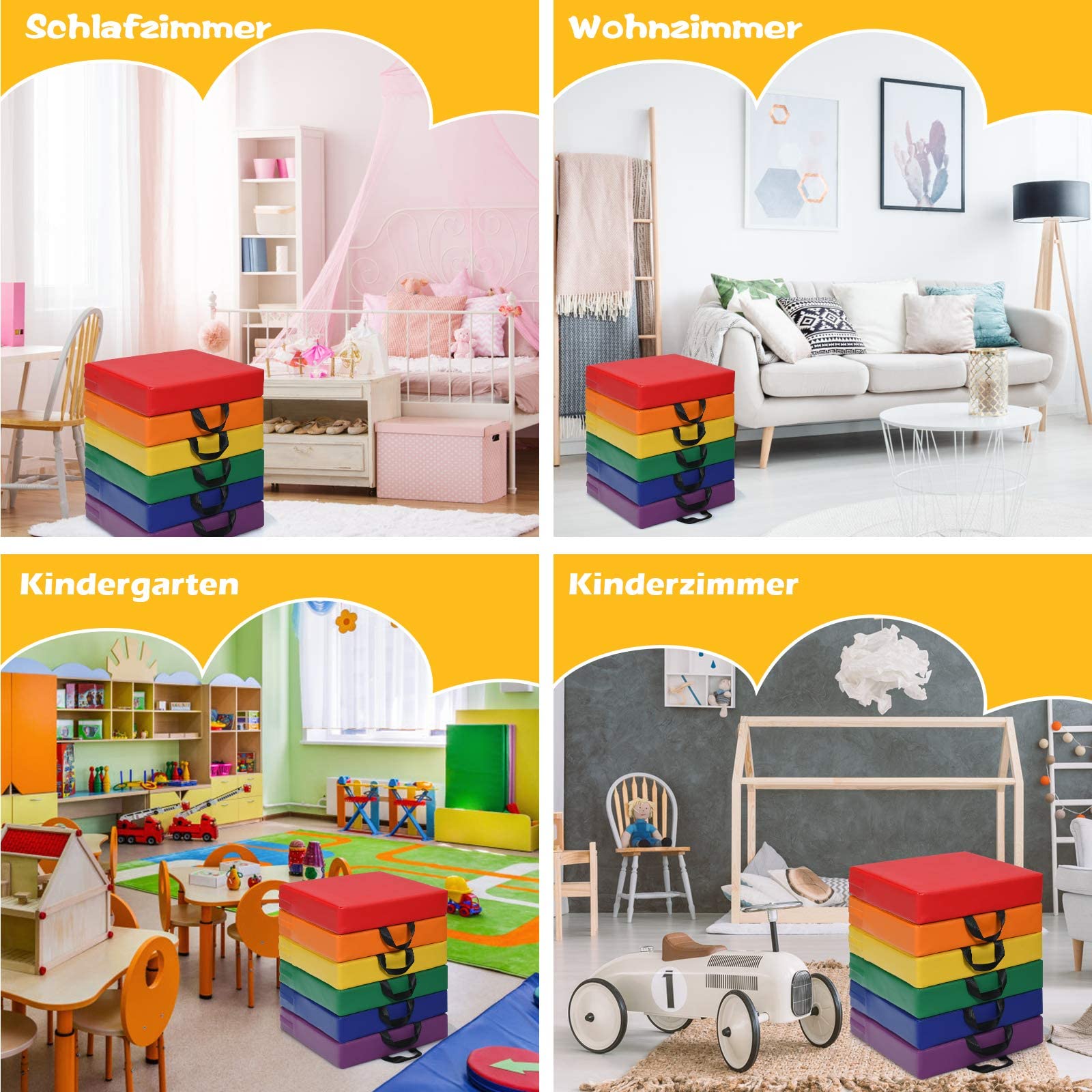 FANTASK Set di 6 cuscini per bambini, impermeabili e resistenti all'usura, per la cameretta dei bambini