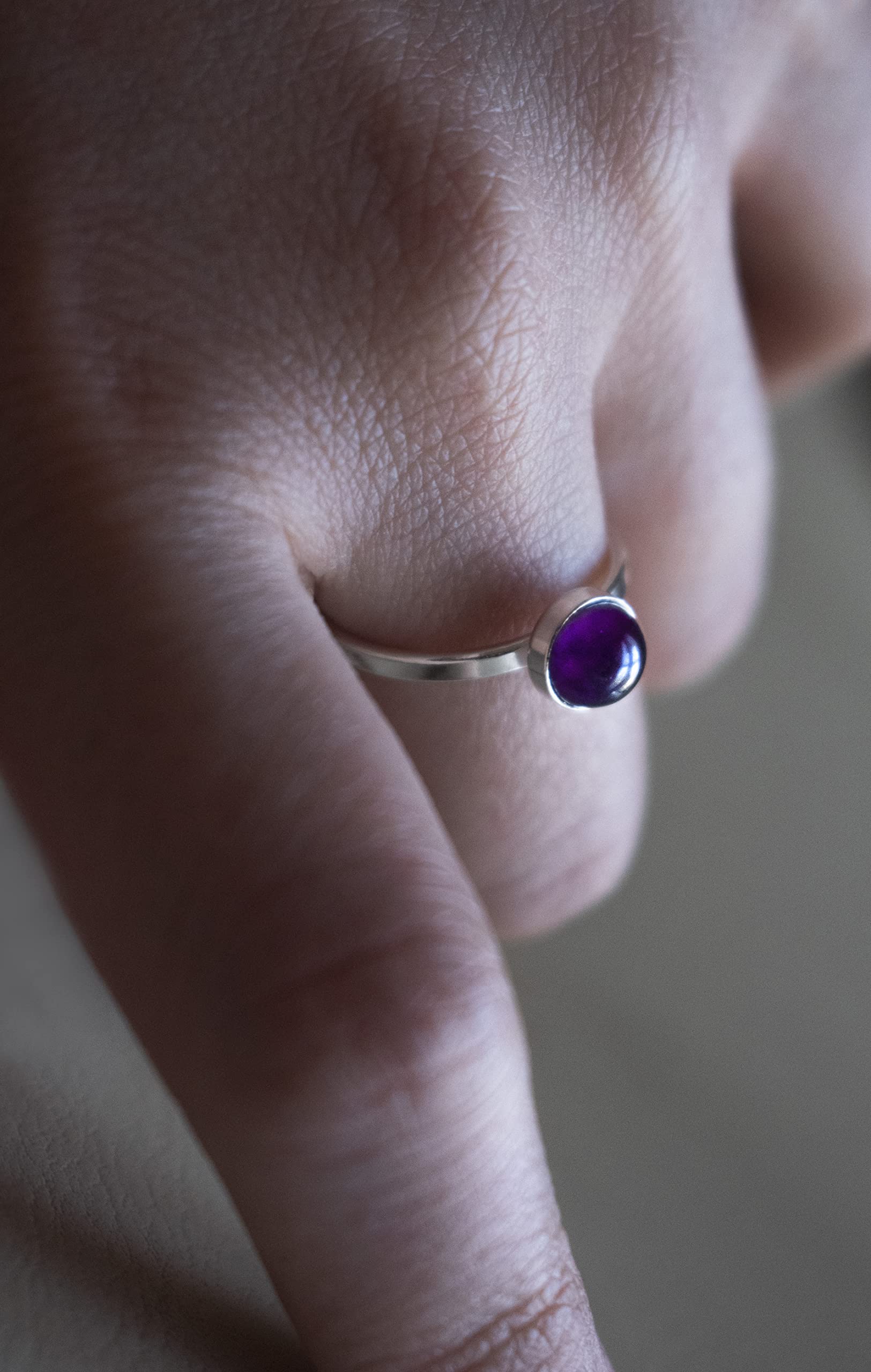 Anillo de Plata 925 con Amatista (Piedra Natural) 6mm