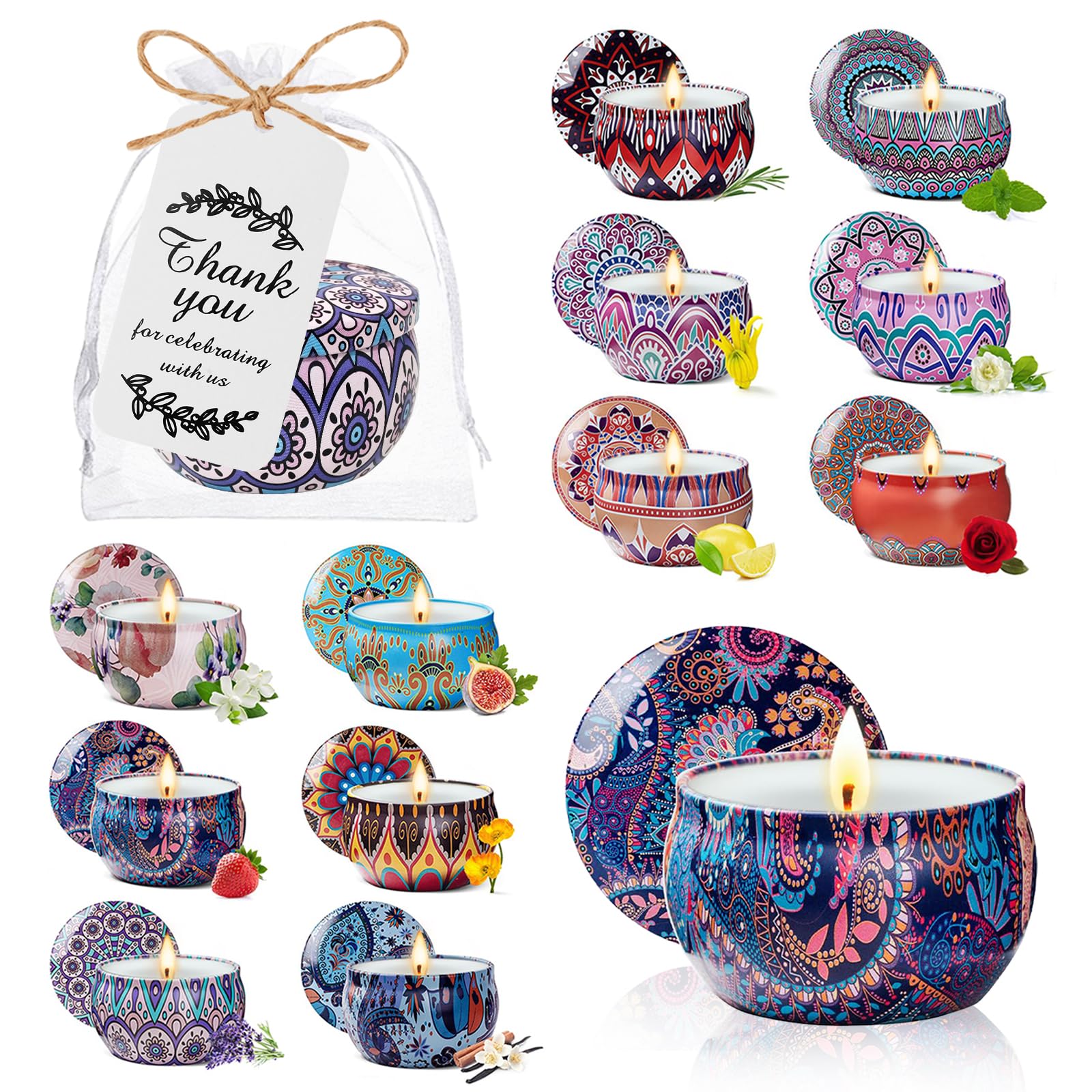 48 Pack Scented Candles Gift Set Long Lasting Soy Wax Aromatherapy Candles for Home Wedding Baby Shower Bridal Party Favors Christmas Birthday Gifts for Women