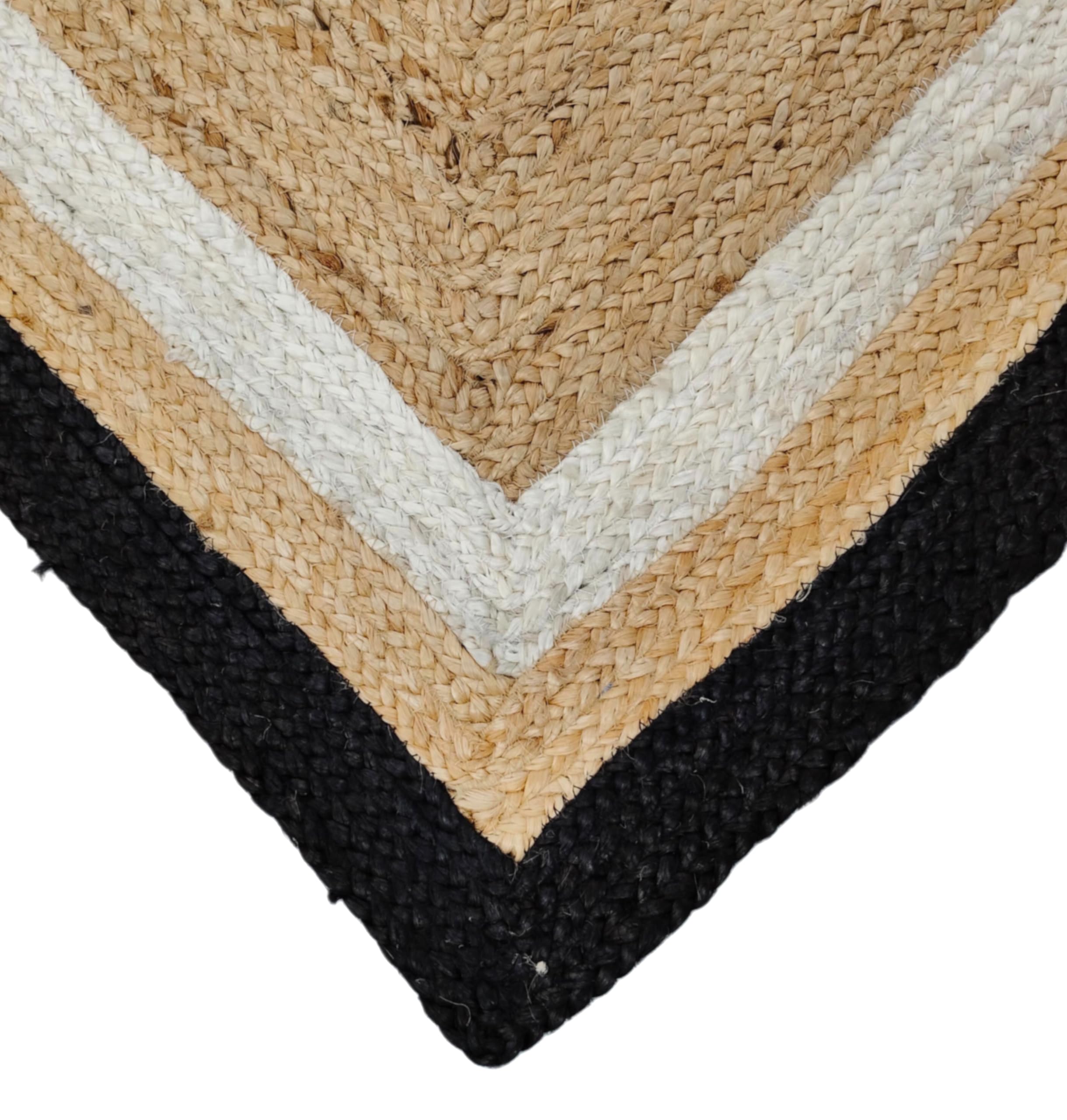 Tappeto in iuta misto cotone, 3,5 x 4,5 m, colore: bianco e nero con beige