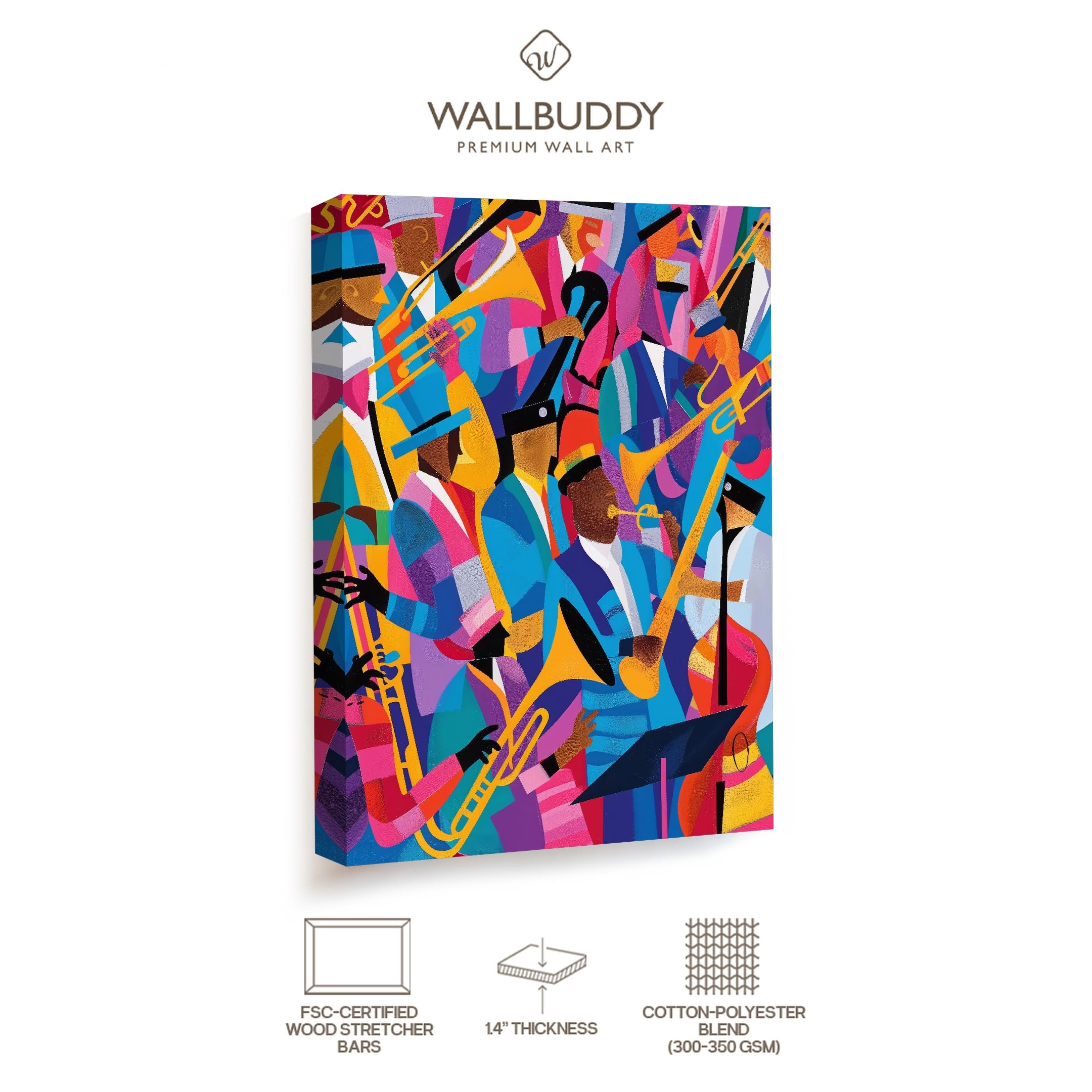 Wallbuddy Stampa Artistica Astratta di una Ban (30 x 40 cm, Tela su telaio)