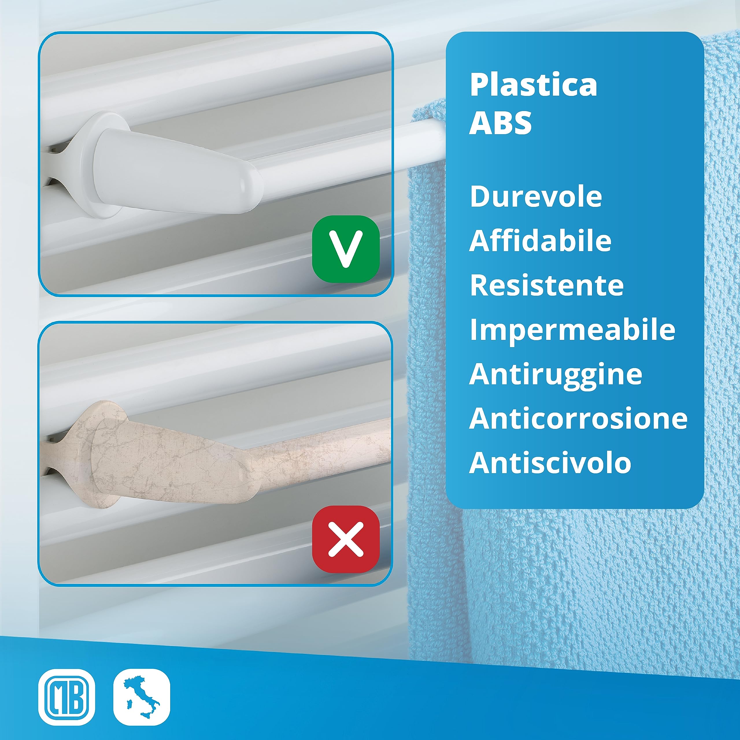Porta Asciugamani Bagno per Termosifone scaldasalviette. Accessorio Autoavvitante Senza Fori. Appendi Asciugamani per radiatore scaldasalviette - bianco