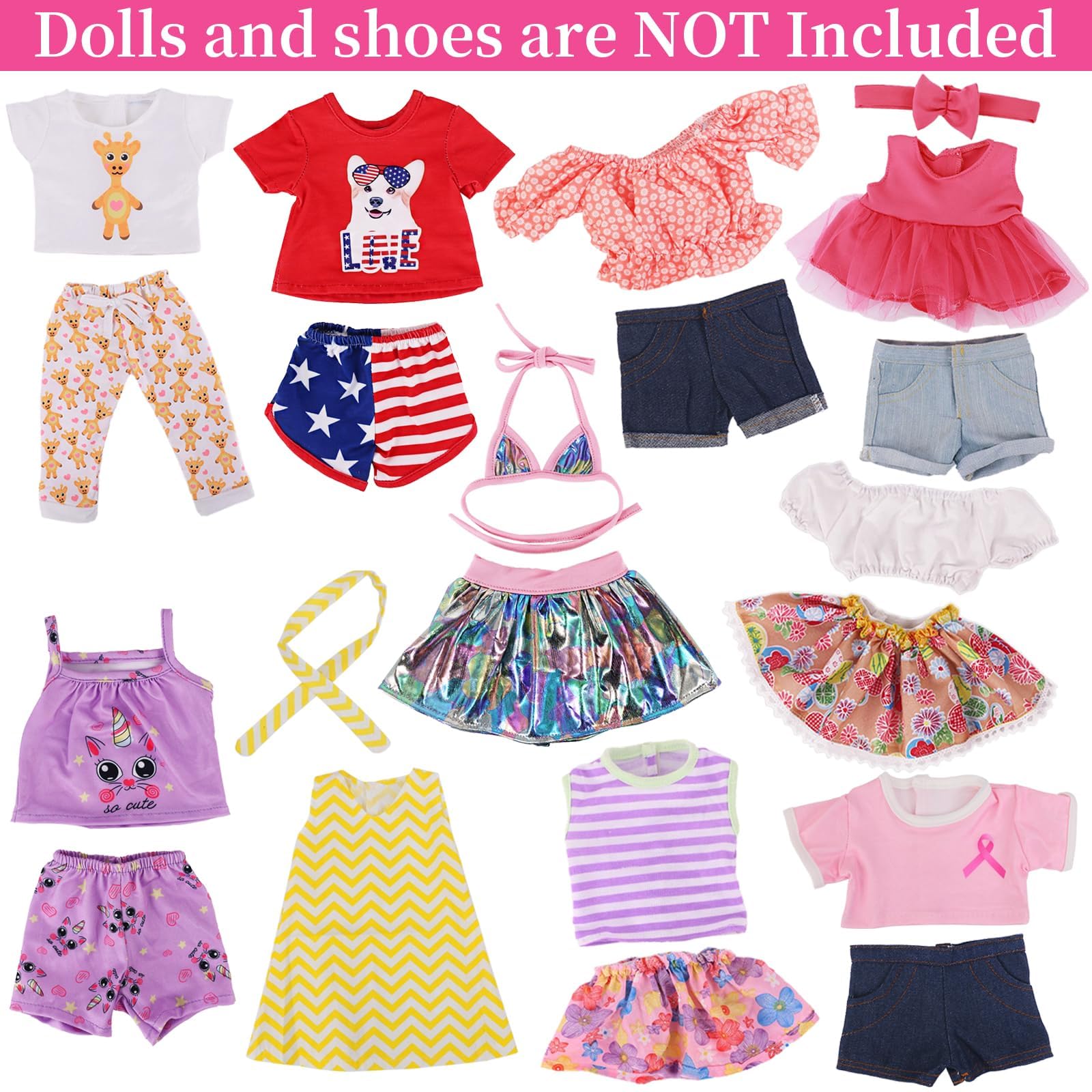 ZITA ELEMENT 10 Sets 18 Inch American Doll Clothes and Accessories Include Doll Clothing Dress Fit for 18 inch Dolls ( Not Include Dolls and Shoes ) - Image 2