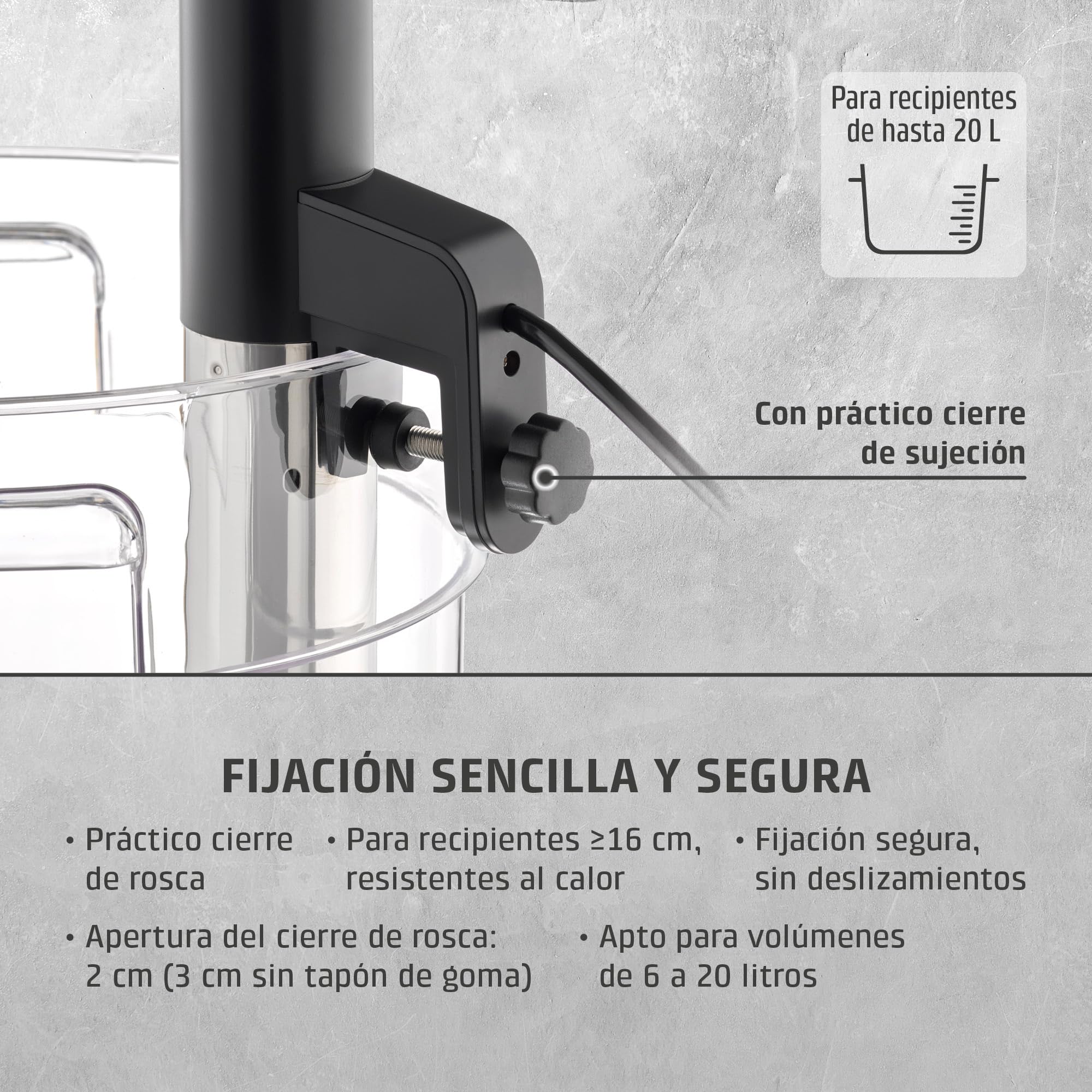 CASO SV 400 - Sous Vide roner cocina baja temperatura profesional 1000W, Stick Sous Vide para recipientes de hasta 20 l de volumen, cocina Sous Vide, 25-90 °C en incrementos de 0,5 °C, IPX7