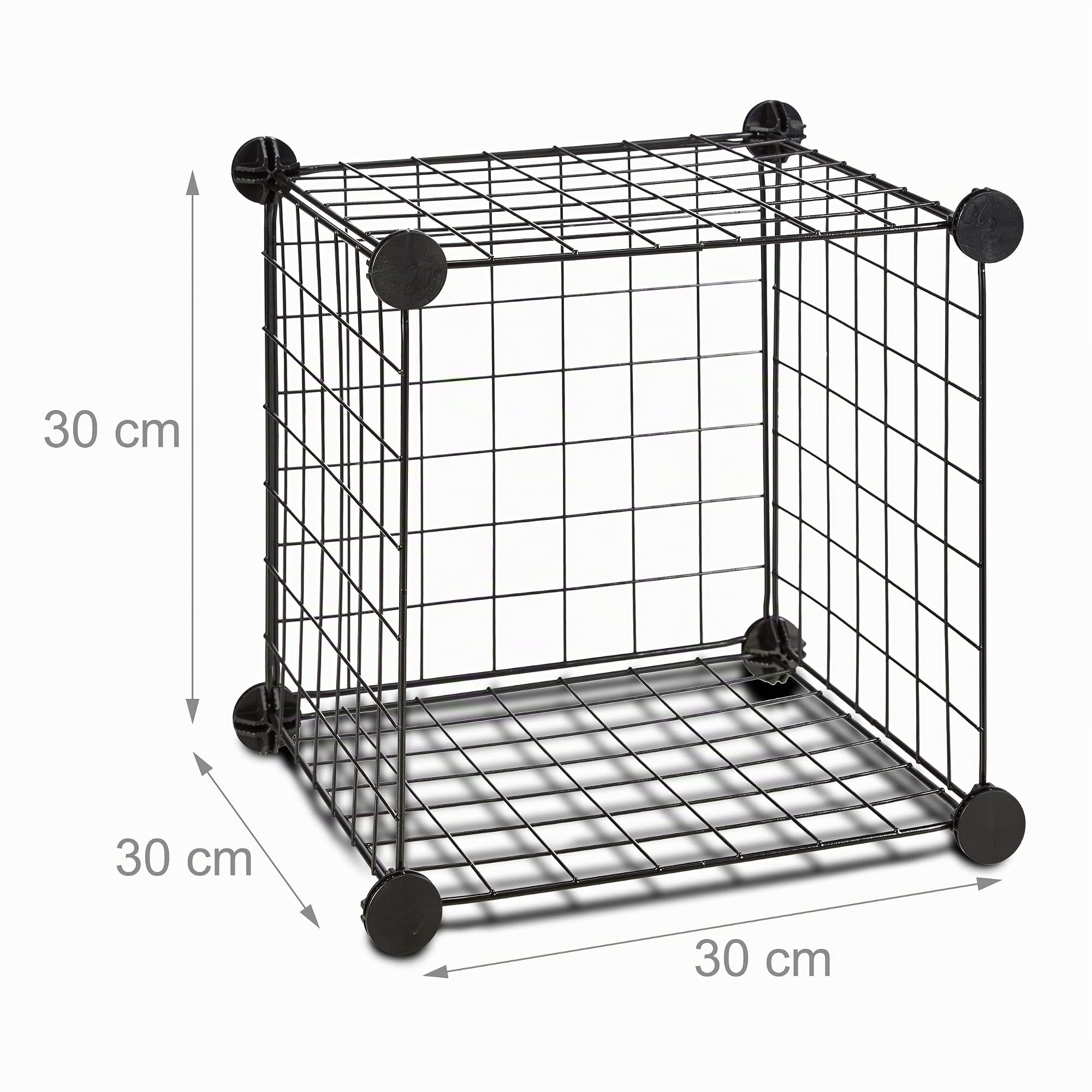 Relaxdays Étagère modulable grille treillis 16 cubes compartiments DIY métal meuble rangement 30x30 cm, noir