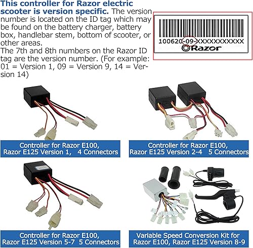 Miniatura 7 de Módulo de control de 24 V 7 conectores acelerador de 4 cables se adapta a Razor E100V10 E125 V10 E150 toda la versión eSpark toda la versión Trikke