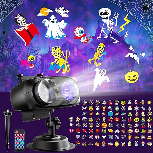 JACKYLED Christmas Projector Light, Outdoor 2-in-1 HD Holiday Projector Light