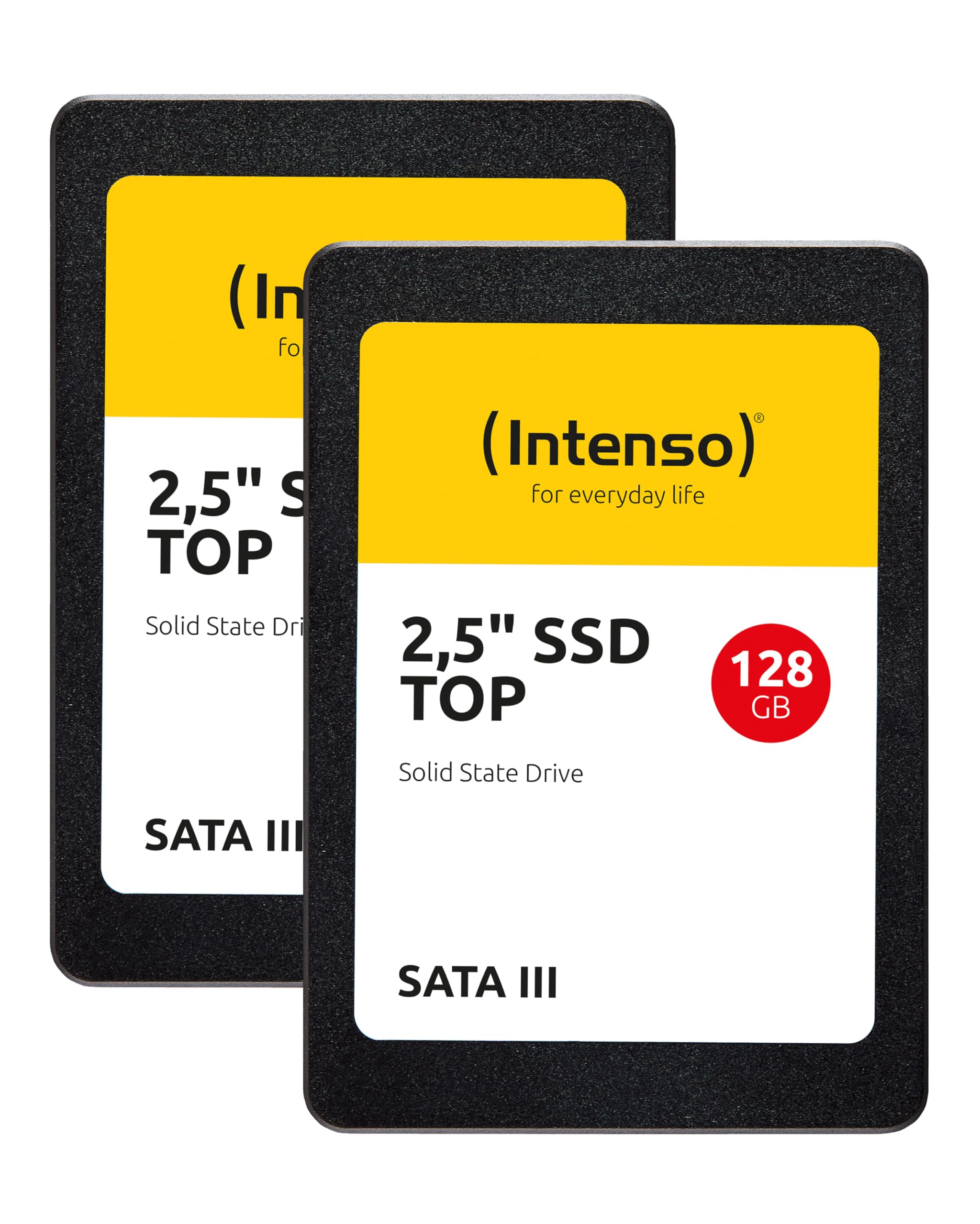 Intenso Interne 2,5" SSD SATA III Top 128 GB Doppelpack, bis zu 550 MB/s Lesen & 500 MB/s Schreiben – Leise, Stoßfest & Energieeffizient – SSD für PC & Laptop