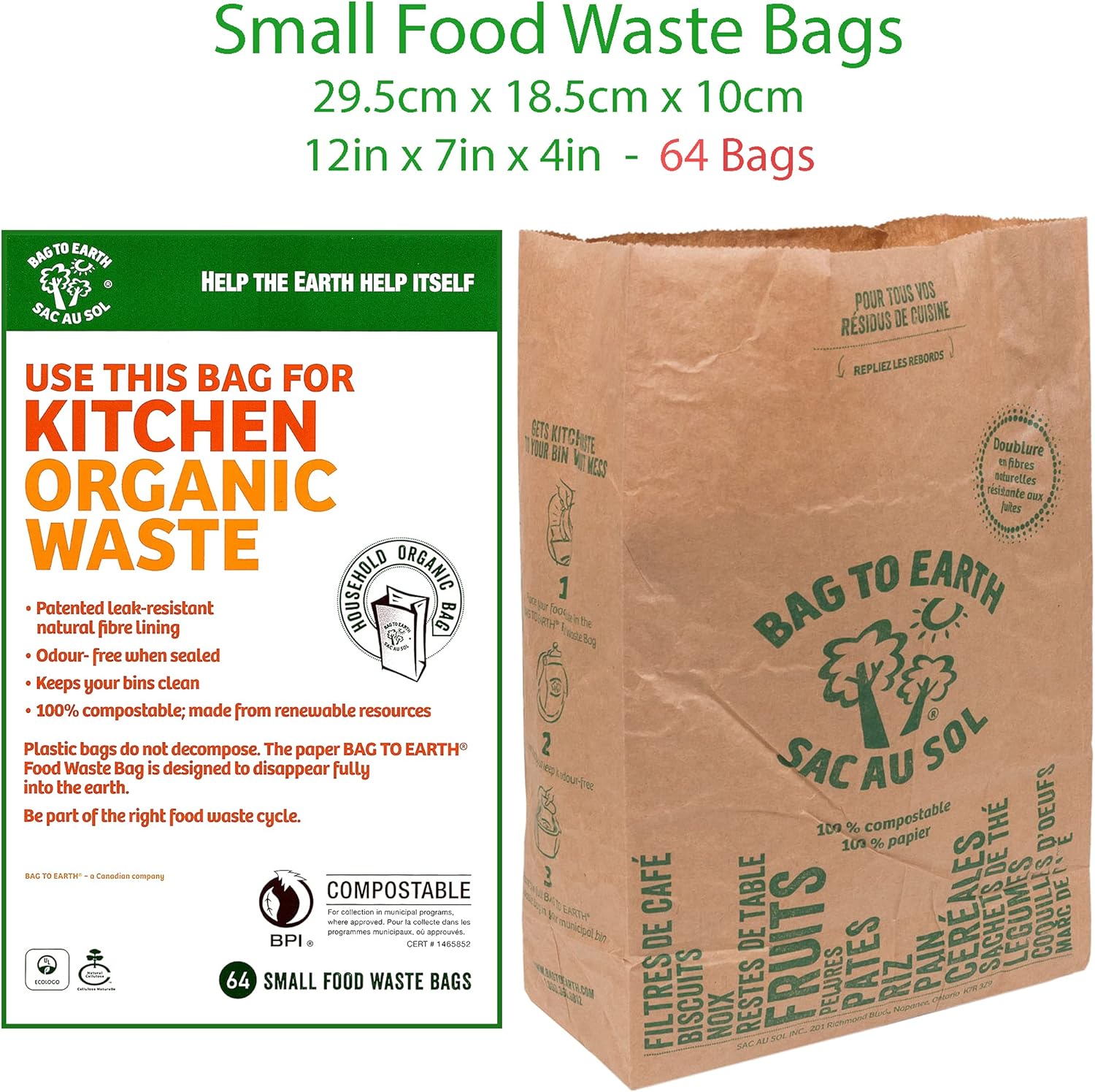 -Kitchen Food Waste Bag, Set of 2 - Compostable, Leak-Resistant, 3.0 Gallons, 60 Count