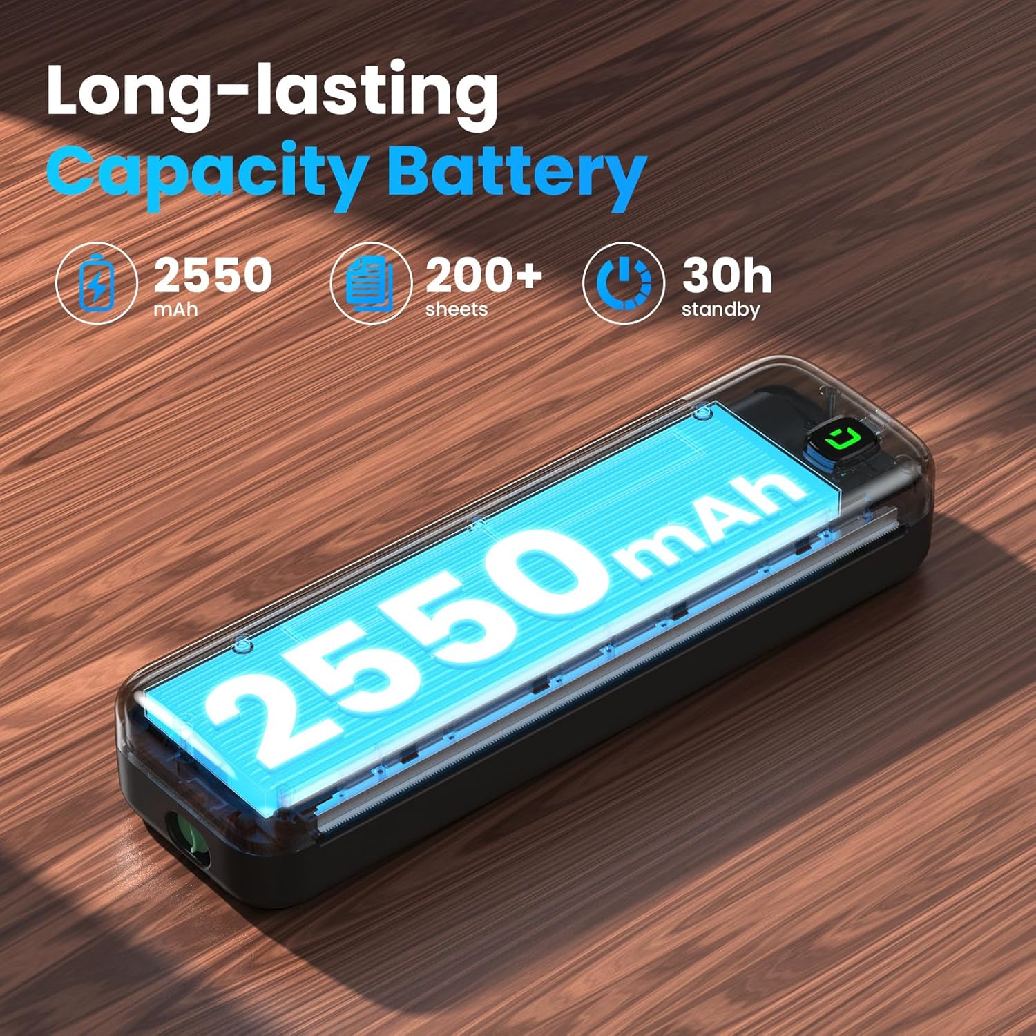 Portable Printer for Travel, Inkless Wireless Thermal Printer Compatible with iOS, Android, Laptop, Bluetooth Printers Supports 8.5"x11" US Letter for Office,Car,Home (Black)