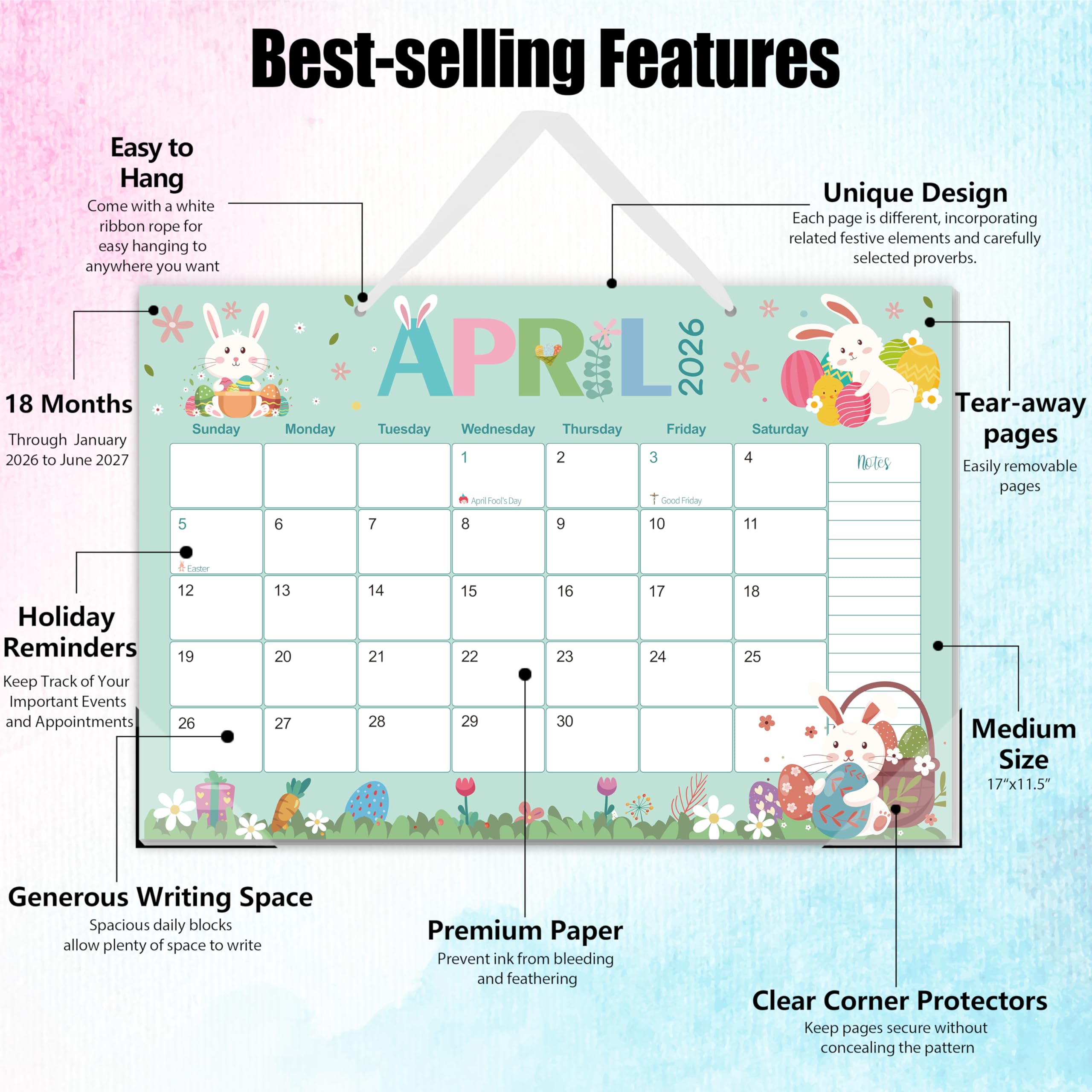 Guasslee Desk Calendar 2026-2027 18-Month from 2026 Jan - 2027 Jun 17x11 5 Large Monthly Desk Planner with — view 4