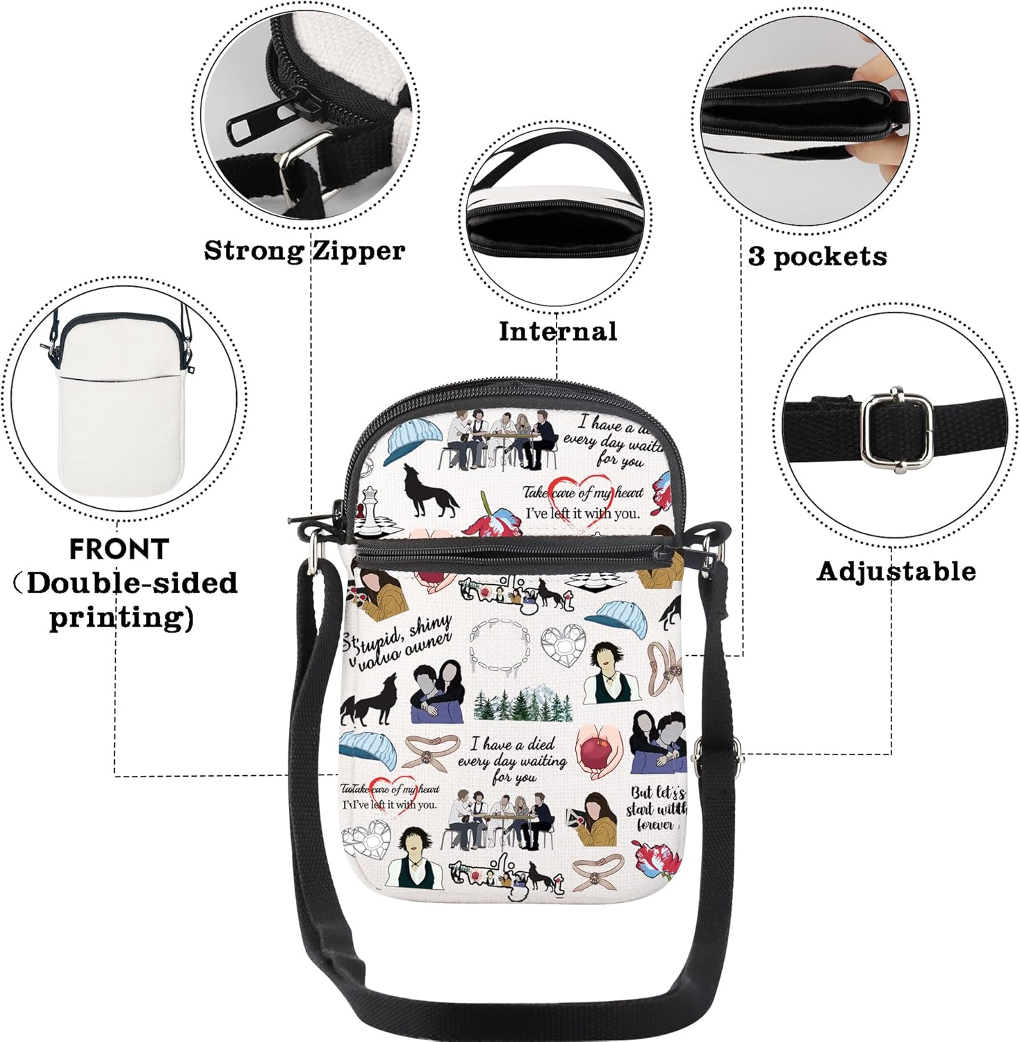 CMNIM Horror Movie Merch TV Show Character Crossbody Purse Bag Washington Gifts Shoulder Bag - Image 4