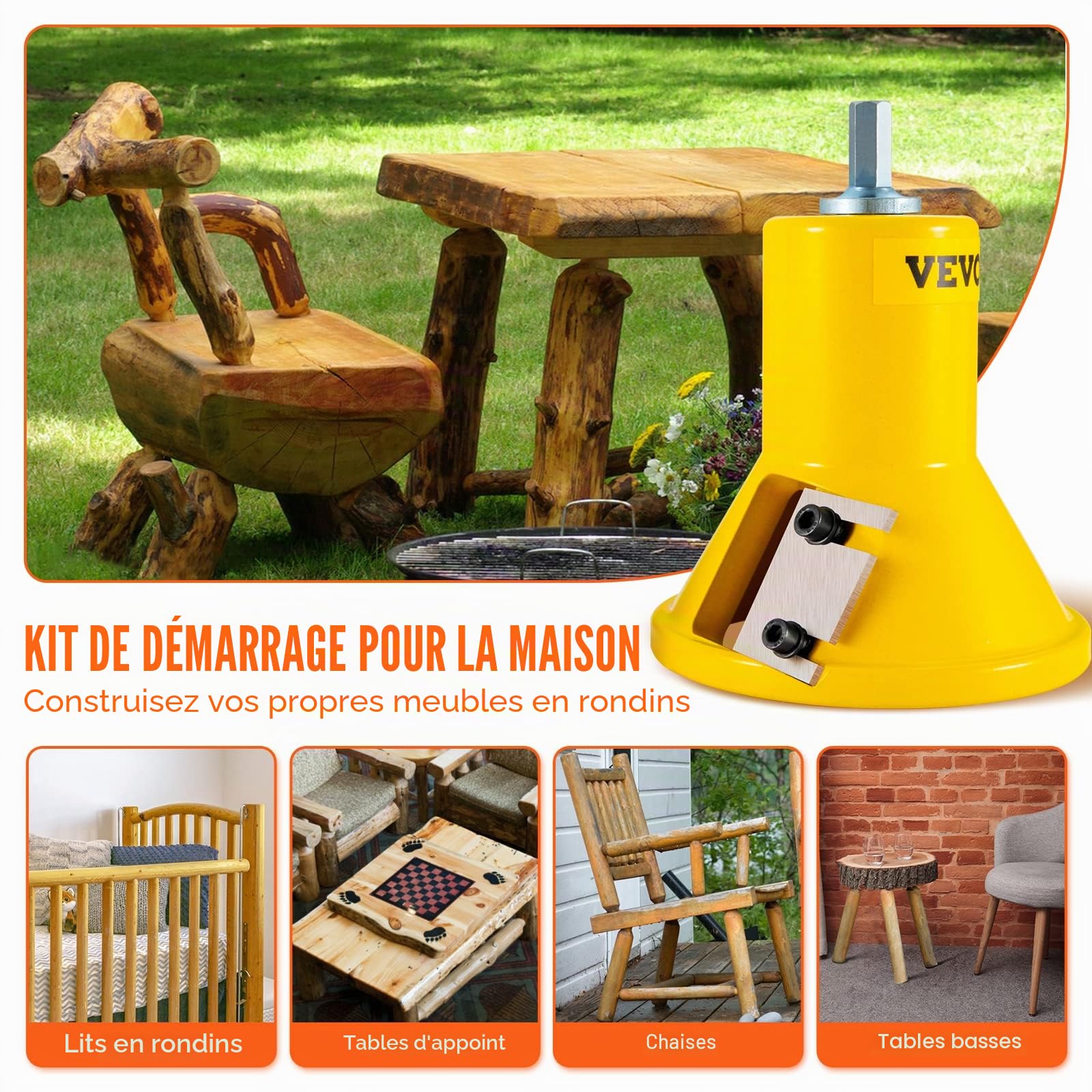 VEVOR Embouts à Tenonner 25,4 mm 38 mm et 50,8 mm Tenons à Épaules Coniques en Aluminium et Acier Solide Lames Droites Kit de Démarrage pour Construction des Meubles en Bois Bricolage à la Maison