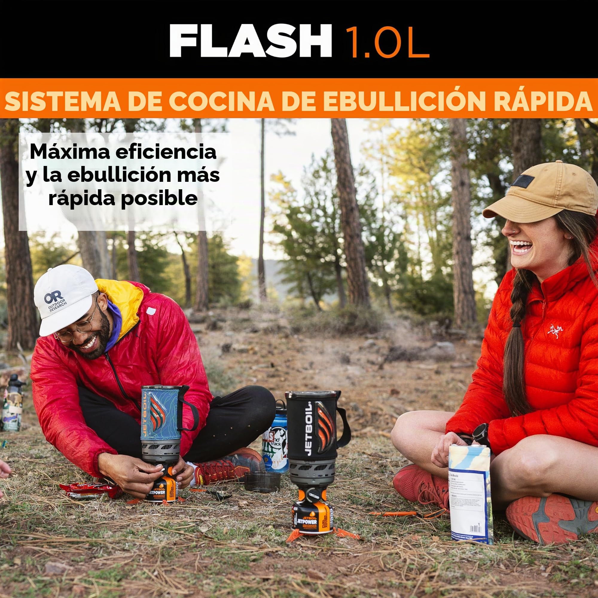 Jetboil Flash - Estufa portátil de ebullición rápida de 1.0L para acampar y mochileros con encendido automático de 1 paso, nuevo para 2025, quemador de propano/isobutano con taza de cocina, topo