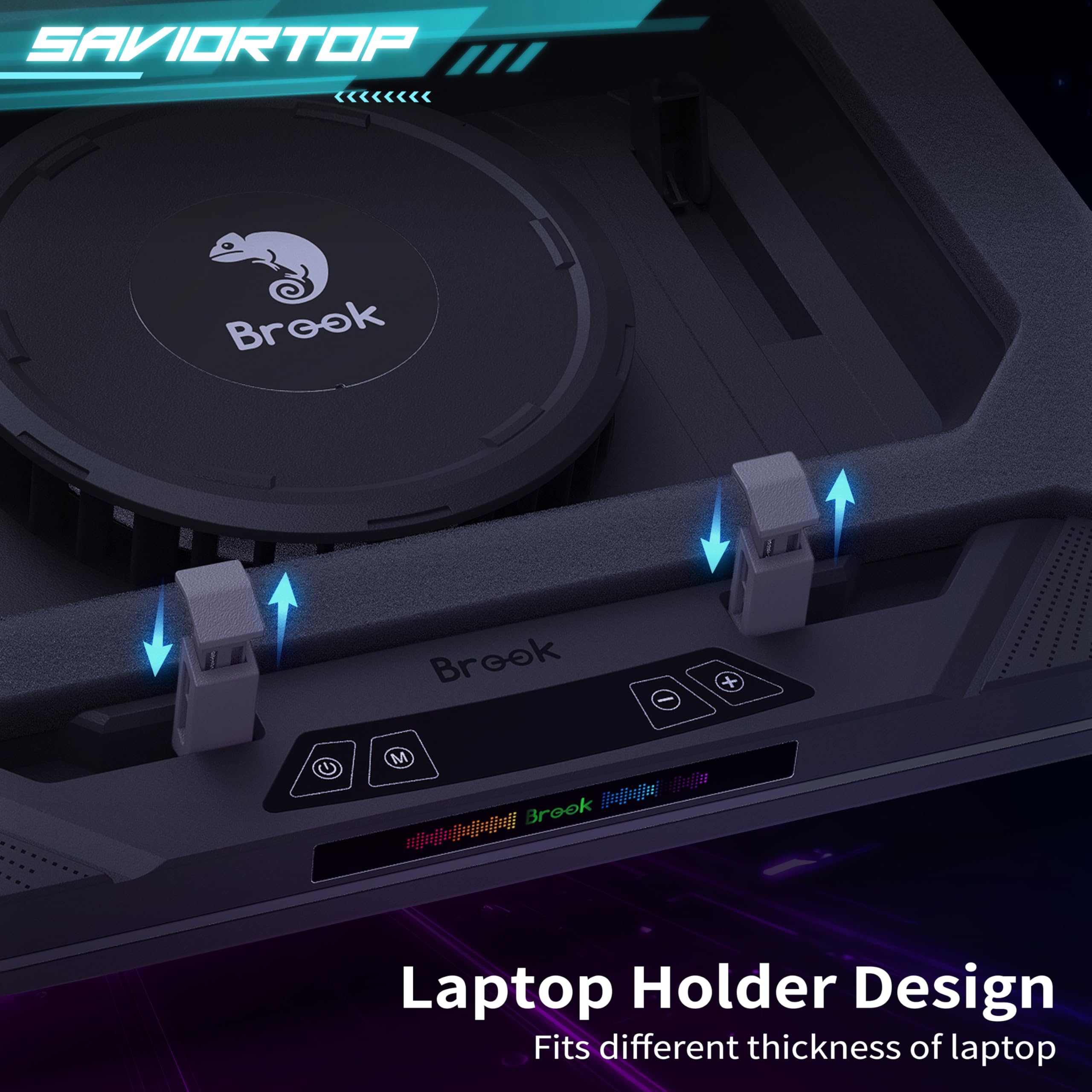 Brook Saviortop - Enfriador de laptop para juegos, almohadilla de refrigeración IC Core con ventilador turbo avanzado, enfriamiento rápido para portátiles de 10 a 19 pulgadas, velocidad ajustable,