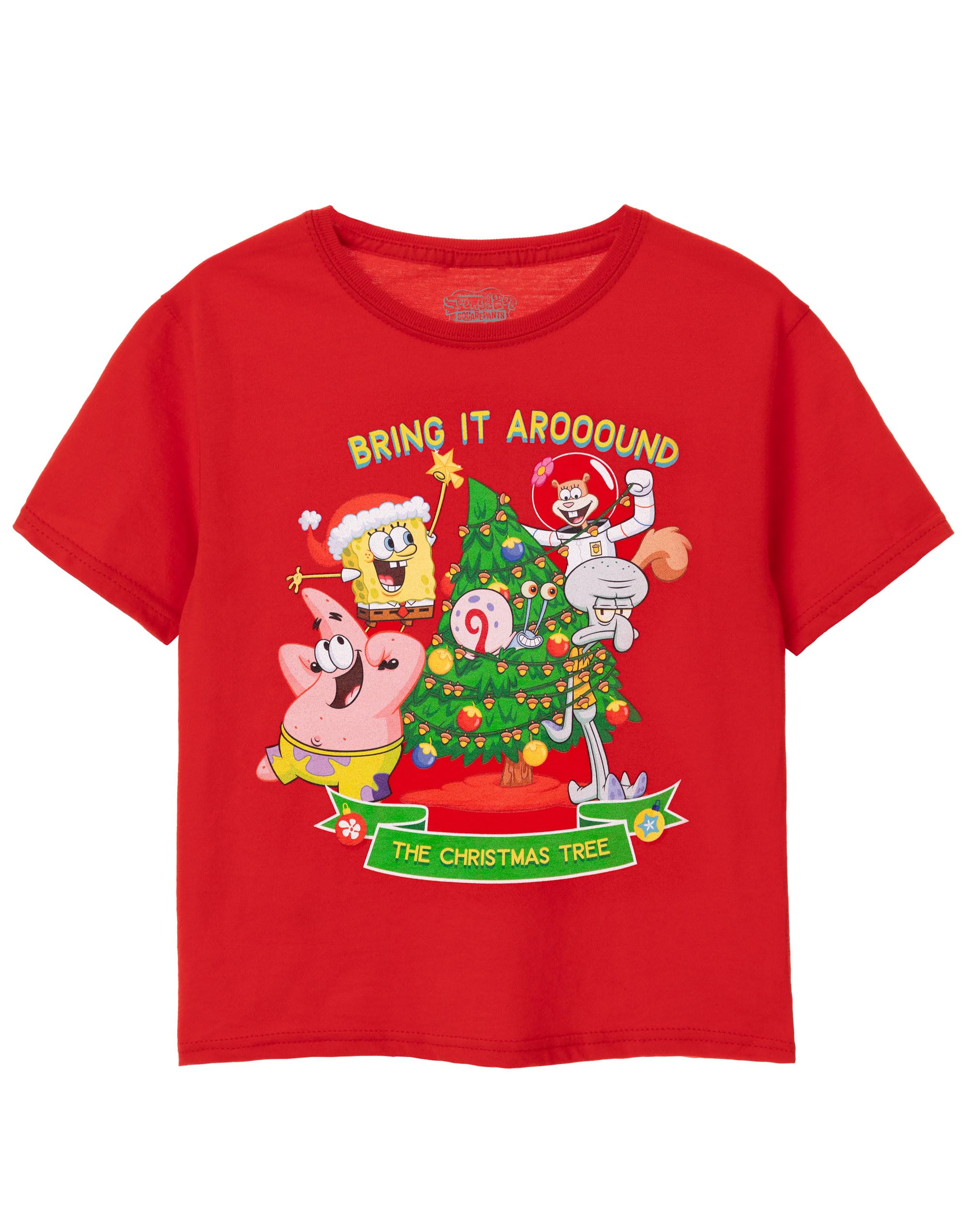 Spongebob Squarepants (11-12 Years) Short Sleeved T-Shirt (Unisex Kids Red)