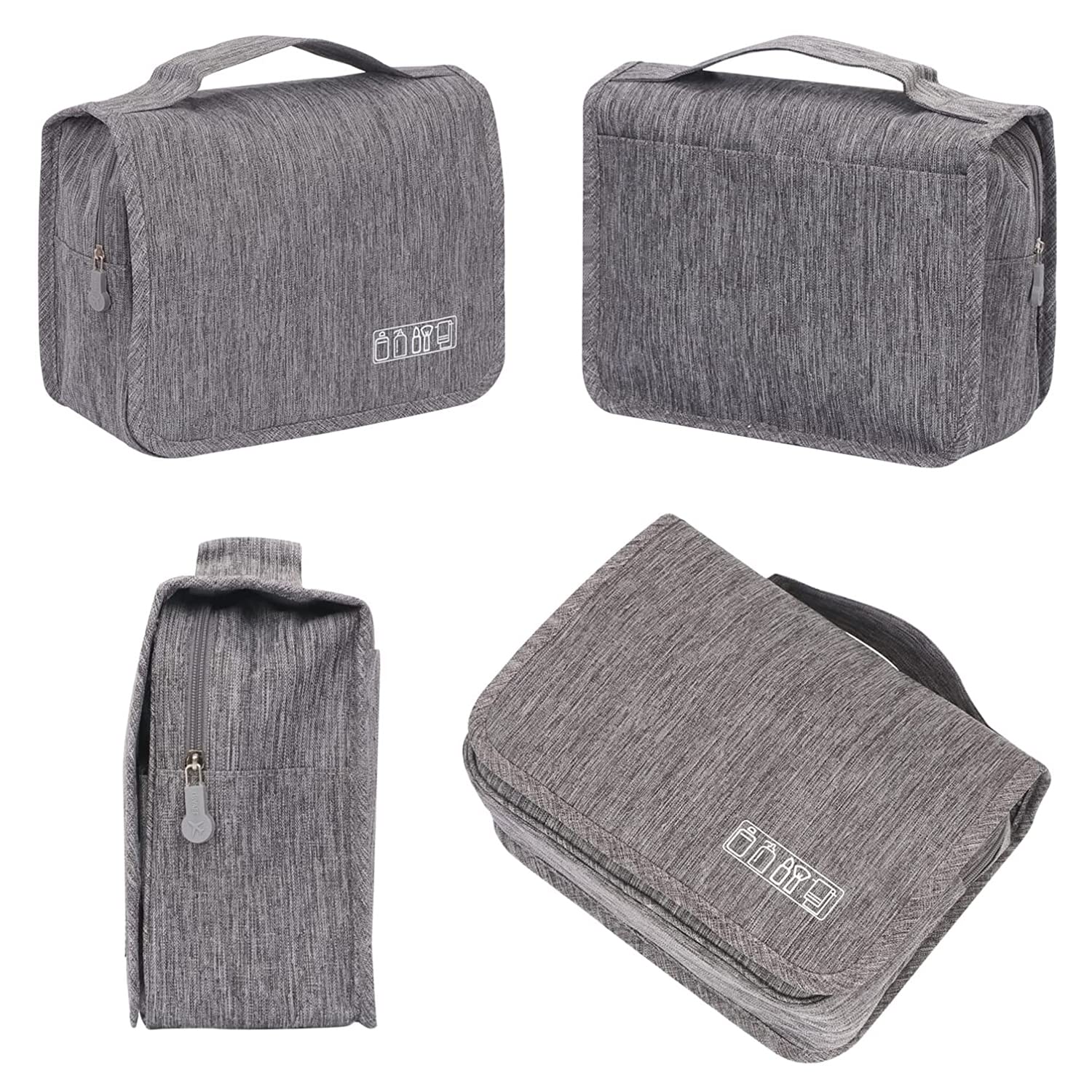 Bolsa de cosméticos Bolsa de maquillaje de viaje Mano Portátil Niñas Cosméticos Casos de mujer Bolsa de aseo grande Cremallera Organizador, gris
