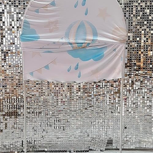 Miniatura 8 de FiVan Spandex Arch Backdrop Cover Hot Air Balloon Theme 7ft Height Blue Background Cover for Baby Birthday Baby Shower Party Decoration