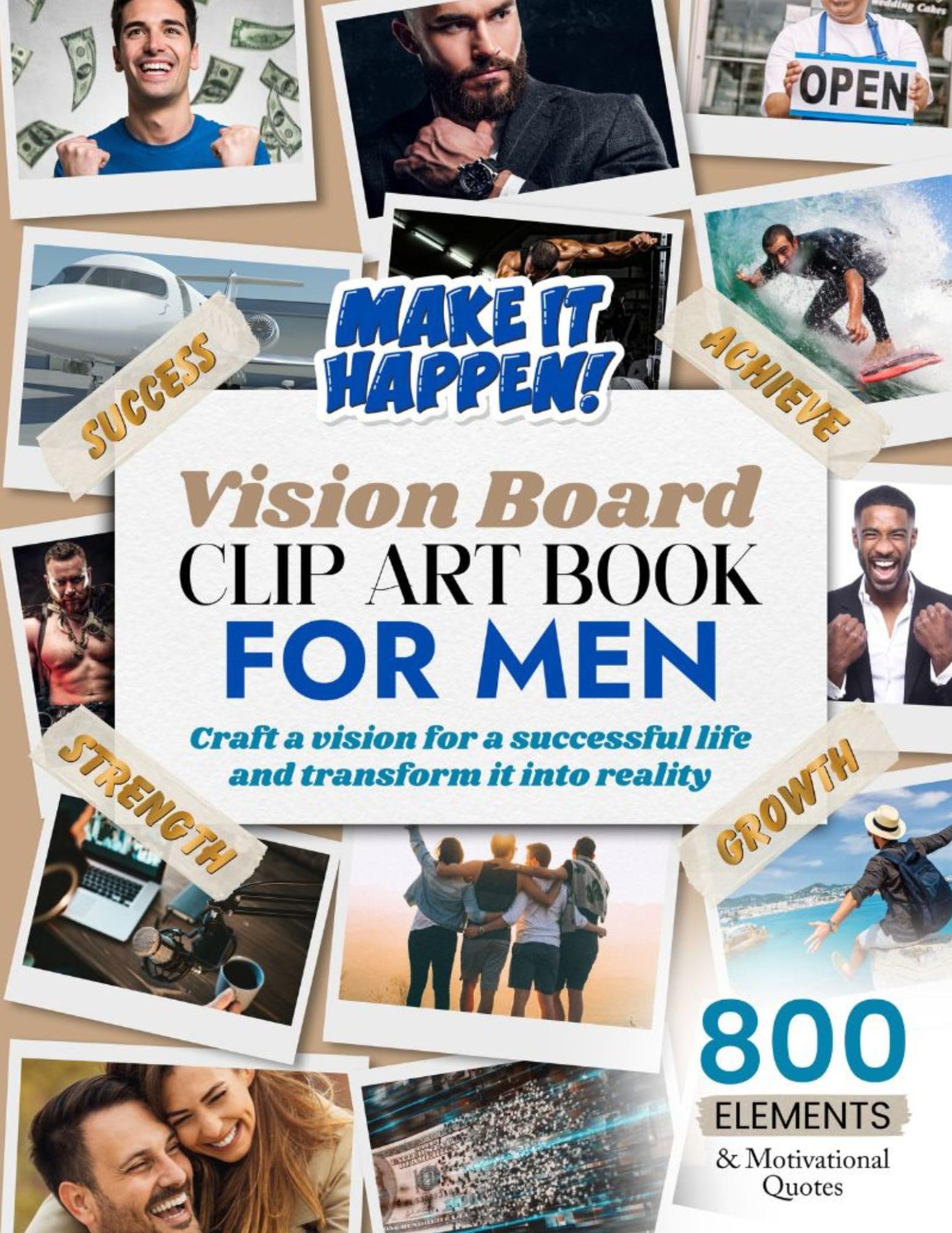 Vision Board Clip Art Book Men : matériel pour créer votre tableau de motivation au bureau