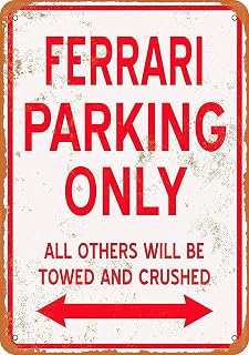 Ferrari Parking ONLY Retro Vintage Metal Tin Sign Poster Wall Art Pub Bar Decor 5.5 x 8 inches