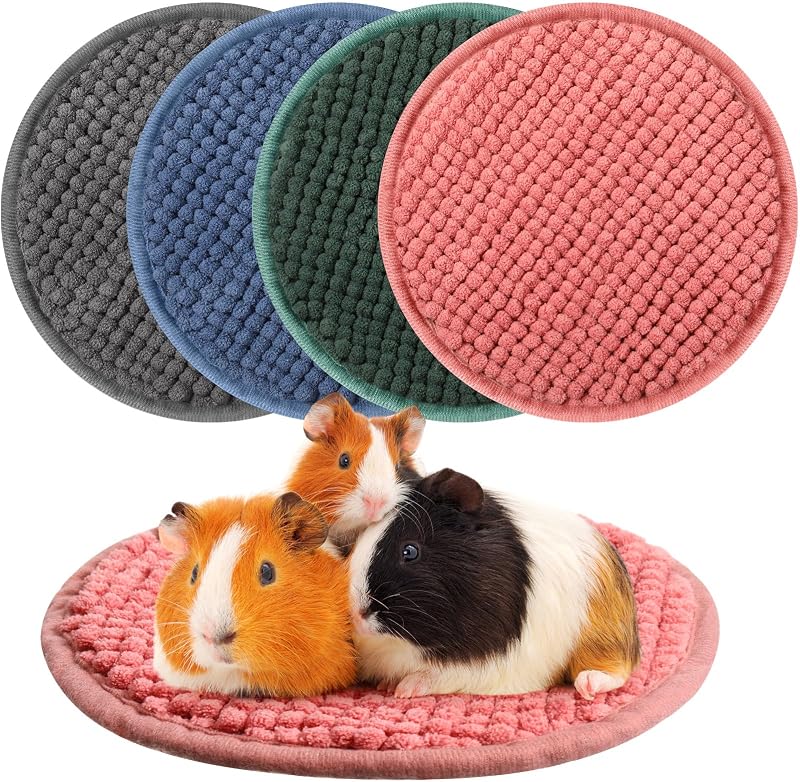 4 piezas de forro para jaula de cobayas, 7,8 pulgadas, redondo, lavable, chenilla, almohadillas para orinar, ropa de cama para mascotas, perros, gatos, estera de entrenamiento, reutilizable para animales pequeños, cachorros, conejos, hámster, chinchilla