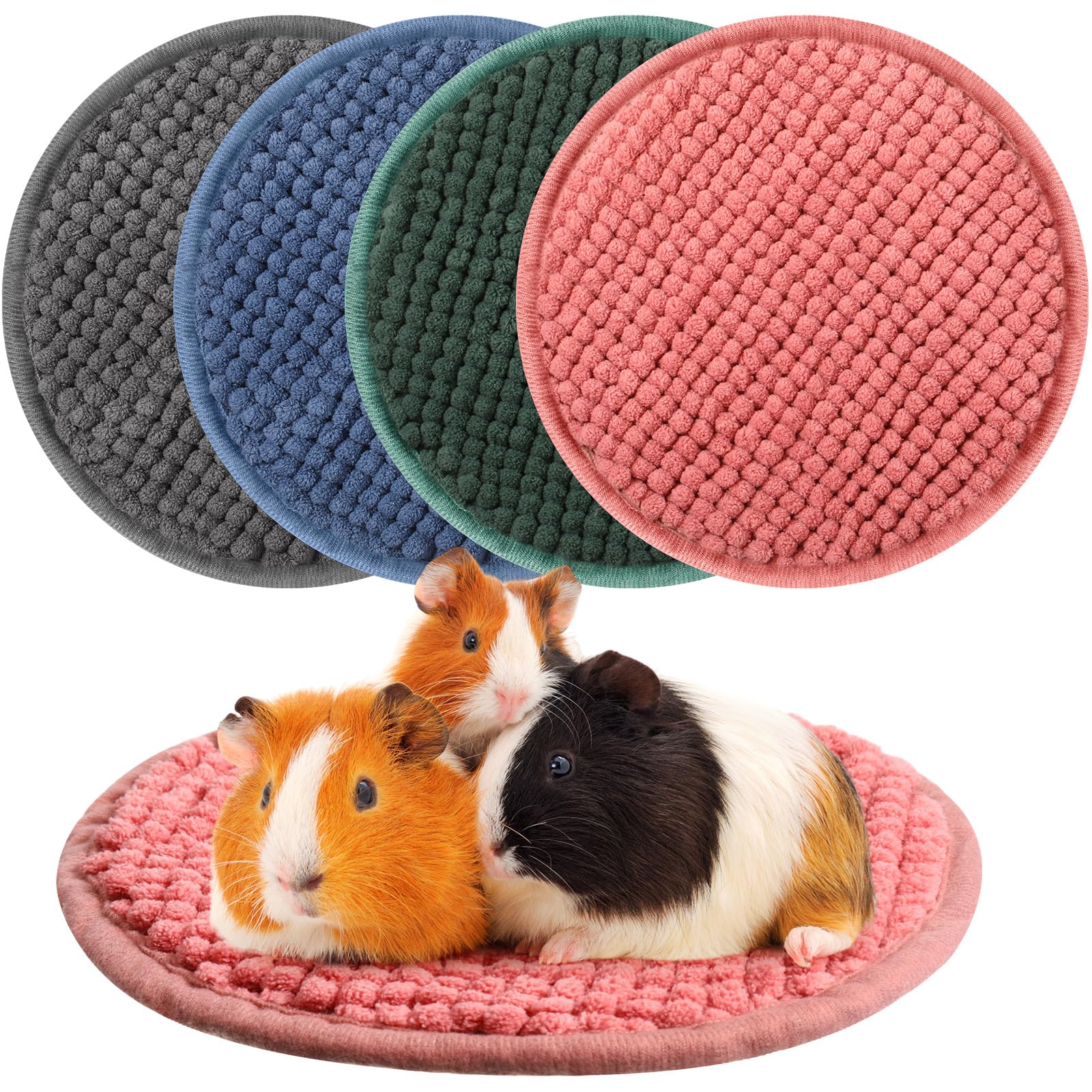 Amylove 4 Pcs Guinea Pig Cage Liner Guinea Pig Bedding Washable Fleece Pee Pads Reusable Guinea Pig Training Mat Small Animal Sleeping Bed for Guinea Pigs Rabbit Bunny (Mixed Colors,Diameter 7.8 Inch) - Diameter 7.8 Inch - Mixed Colors