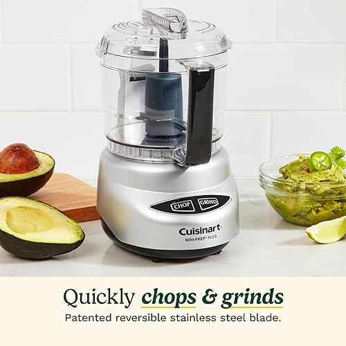 Cuisinart Mini-Prep Plus Food Processor, 24-Ounce Mini Food Processor to Chop Herbs, Vegetables, and Hard Cheese, 24-Ounce Work Bowl, Reversible Stainless Steel Blade, DLC-2ABC, Brushed Chrome(Brushed Chrome)