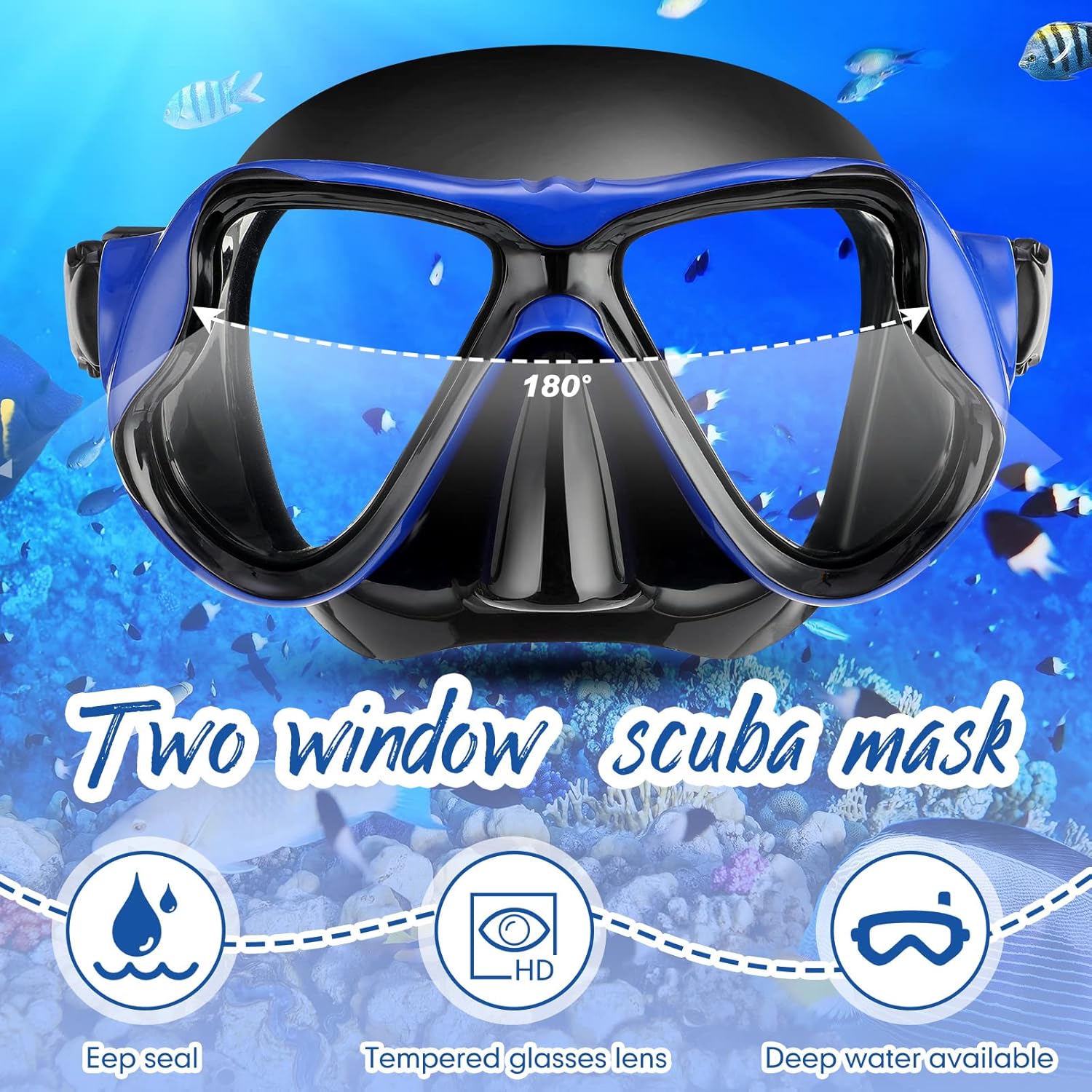 Preboun 4 Pcs Adult Snorkeling Diving Mask Scuba Swim Masks Anti Fog No Leaking Snorkeling Goggle for Men Women Panoramic Swim Goggles with Nose Cover for Diving Underwater
