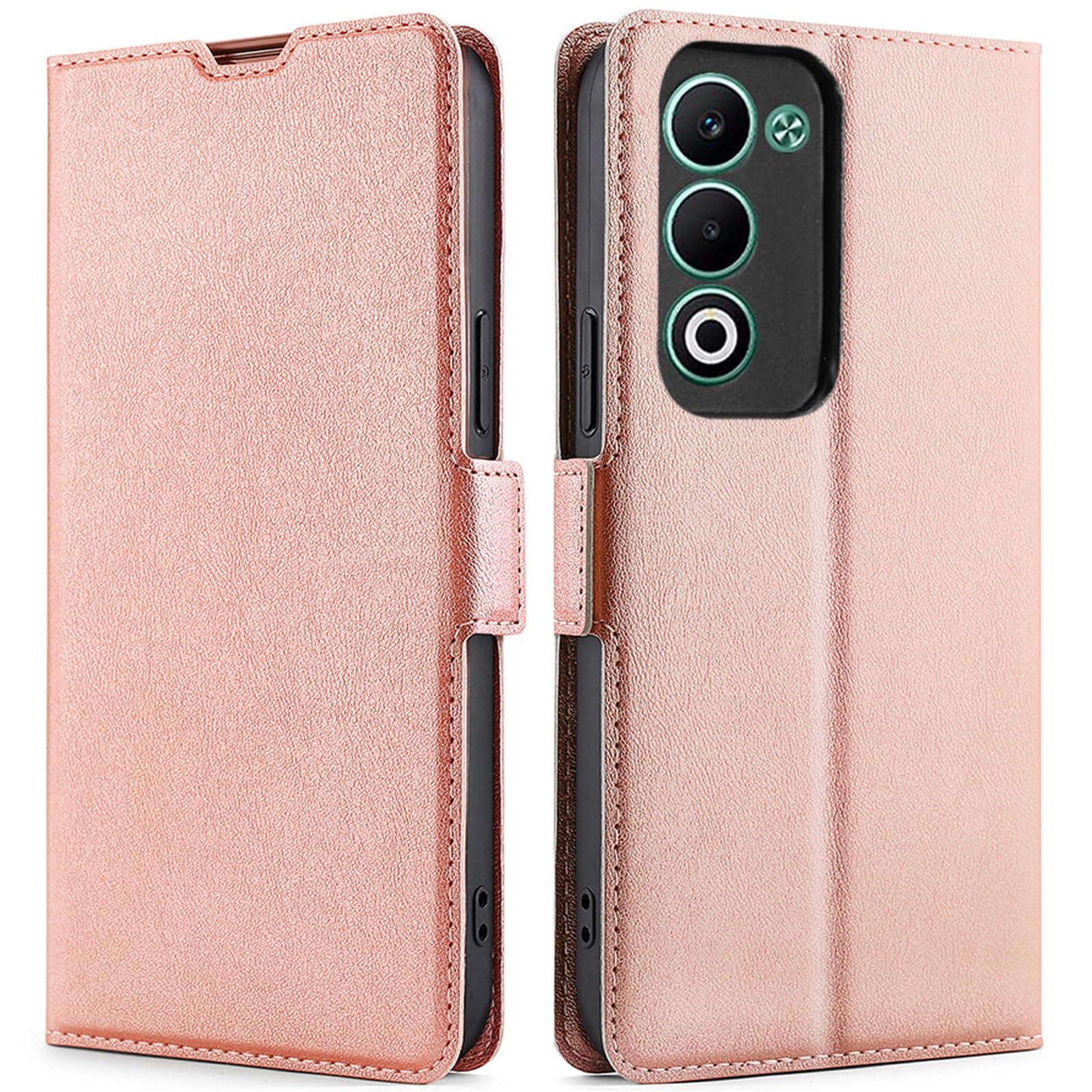 BonwFzin OPPO A5 5G Flip Case PU Leather Wallet Stand Pink Slim Magnetic