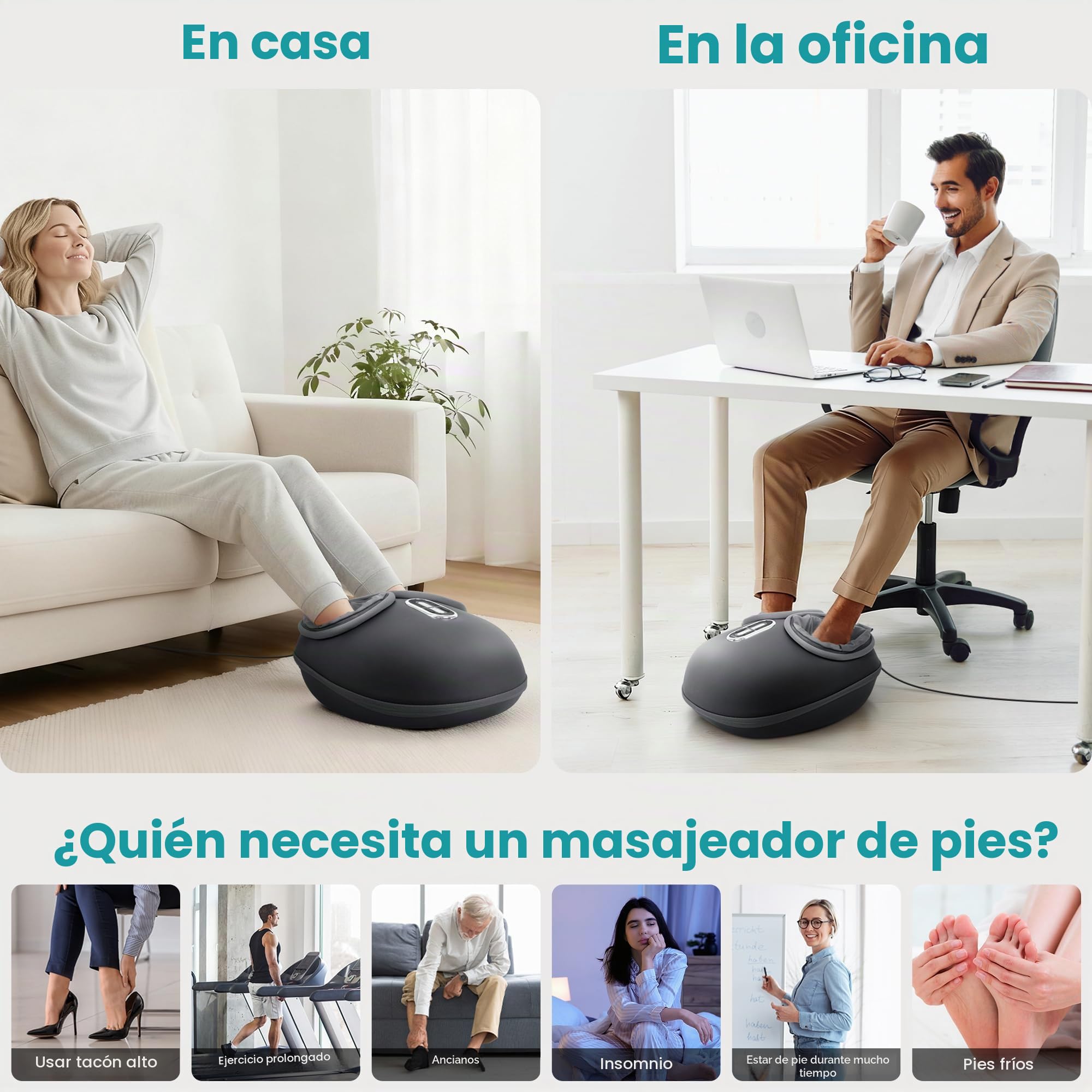 Nekteck Masajeador de pies con calor: Masajeador Shiatsu de pies con control remoto mejorado (modelo 2026) para fascitis plantar, terapia de amasado profundo y compresión de aire (Negro)