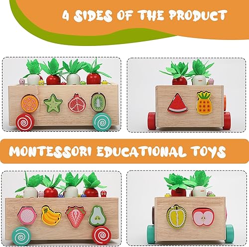 Miniatura 4 de Montessori - Juguetes educativos de madera para bebés de 1, 2, 3, 4 años, para niños y niñas de 1, 2, 3, 4 años, zanahoria, cosecha, huerto, juguete