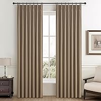 Vista 28 de Cortinas opacas térmicas 100% de 84 pulgadas de longitud, juego de 2 paneles para dormitorio, cortinas de ventana de lino con pinzas plegadas