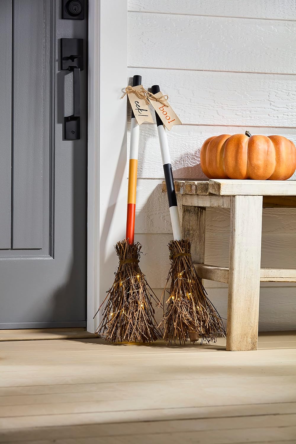Mud Pie Light Up Broom Décor, Boo, 33"