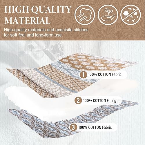 Miniatura 4 de SahSahCasa Juego de edredón tamaño Queen, edredón floral 100% algodón, juego de ropa de cama queen, edredón reversible ligero de retazos para todas