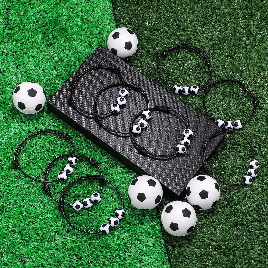 12 Pezzi Bracciale Calcio, Braccialetti Sportivi da Calcio Intrecciati, Bomboniere Sportive, Braccialetti dell'Amicizia Intrecciati Regolabili, per Compleanni Sportivi per Bambini - 3