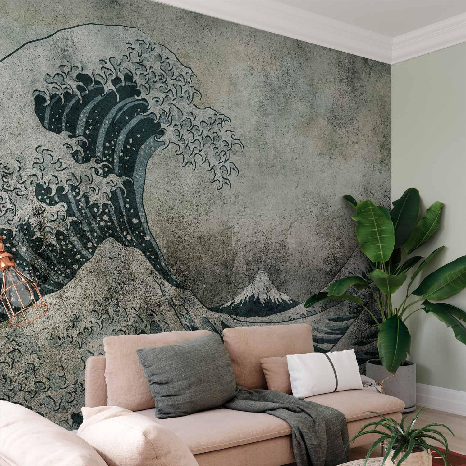 artgeist Wall Mural Great Wave of Kanagawa 154x110 in - XXL Peel and Stick Self-Adhesive Wallpaper Removable Large Sticker Foil Wall Decor Print Picture Image Design Vintage Blue Beige p-C-0043-a-a