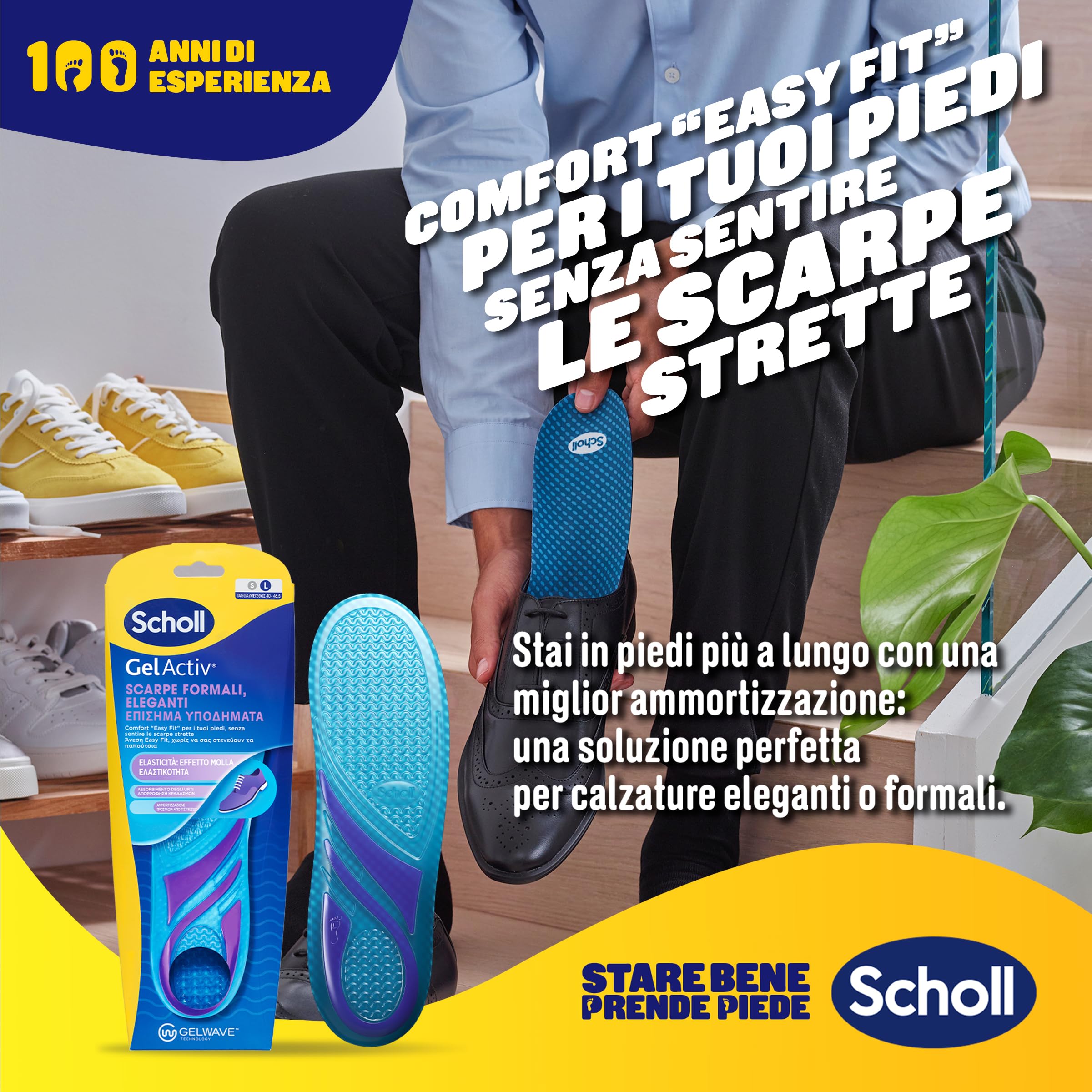 Scholl Solette GelActiv Scarpe Formali ed Eleganti, Solette Sottili con Tecnologia GelWave Ammortizzante, Comfort "Easy Fit" per i Piedi, Senza Sentire le Scarpe Strette, Taglia 40-46.5