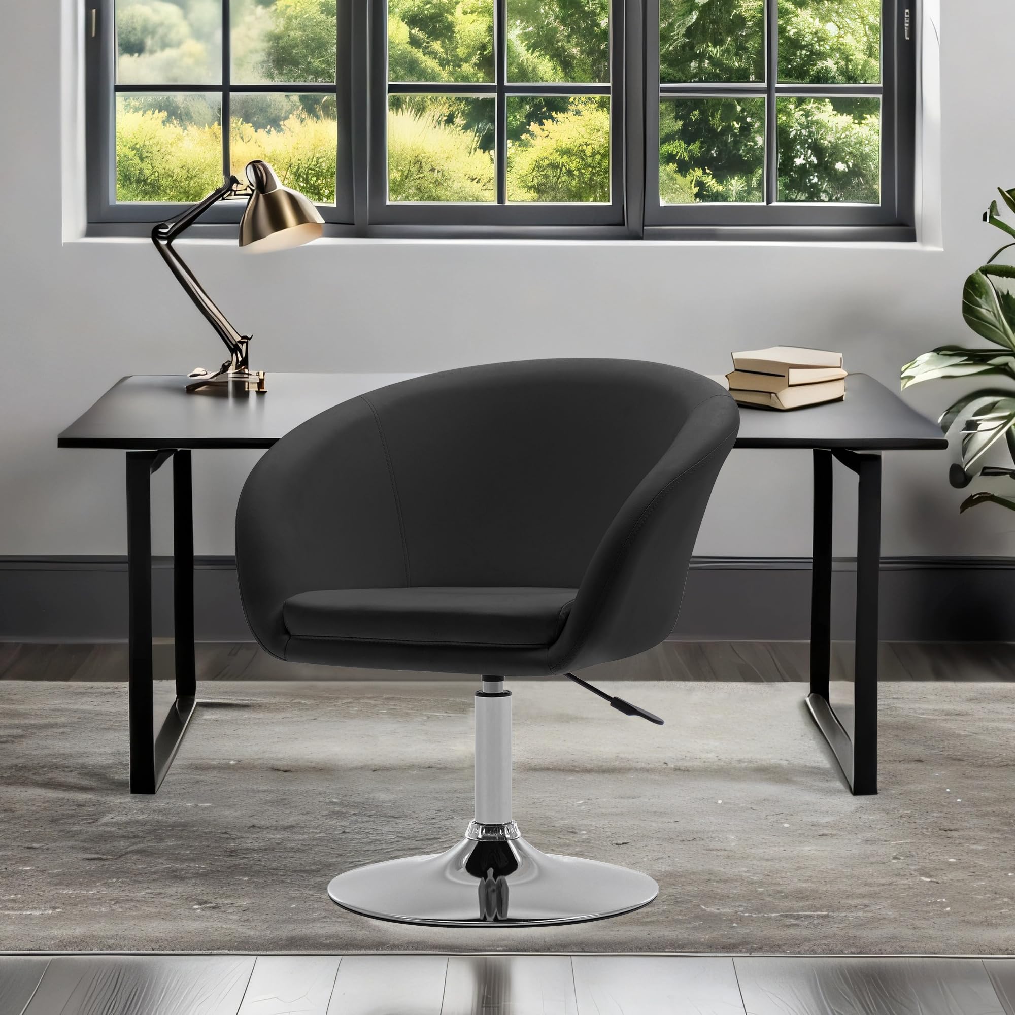 Duhome Sillon Lounge Club Cuero sintético Silla butaca Ajuste de Altura Giratorio seleccion de Color 440, Color:Negro, Material:Cuero Artificial