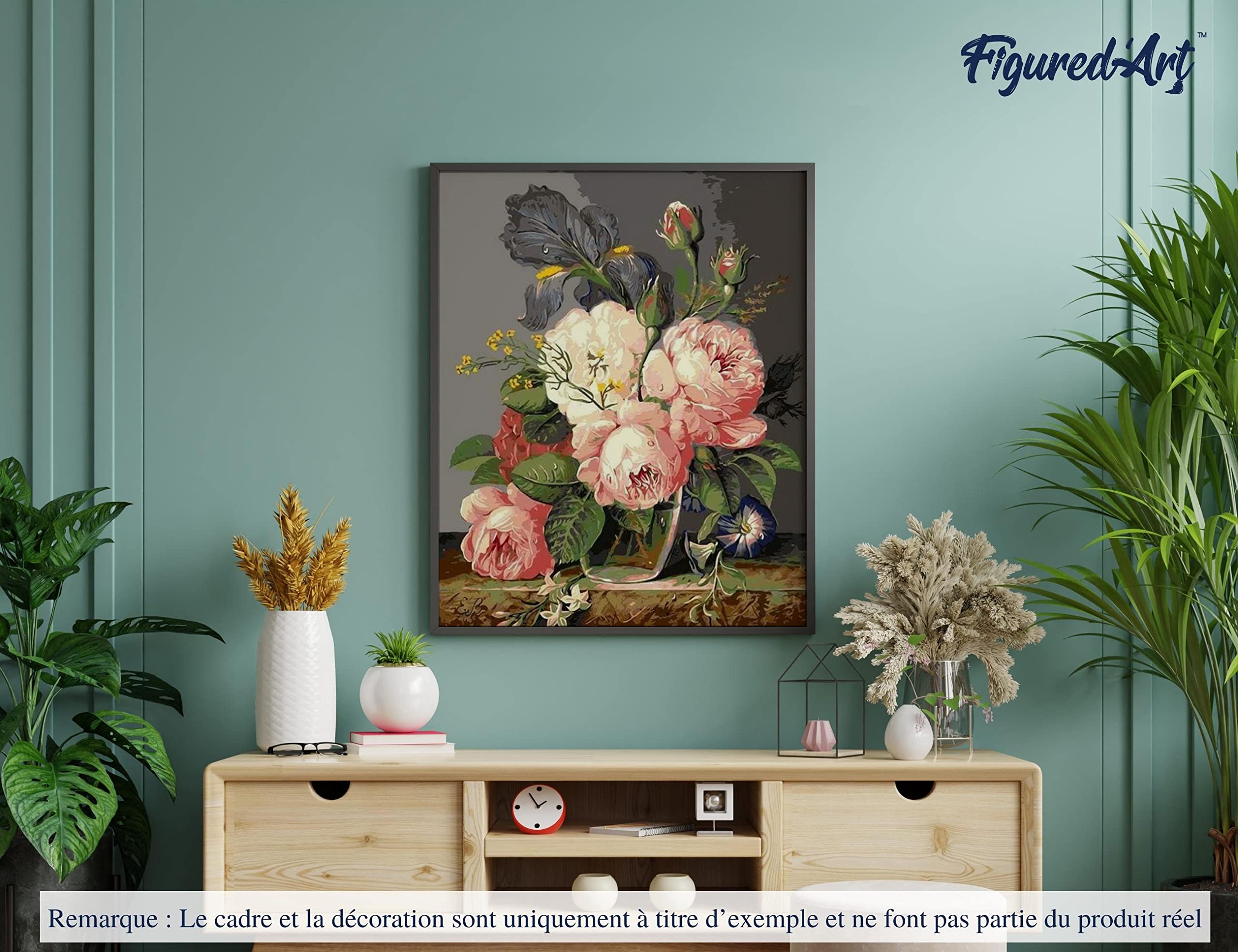 Figured'Art Peinture Par Numéros Adulte Bouquet Orange Et Violet 40x50 Cm – Kit Complet Toile Tendue Sur Châssis, Acrylique DIY Relaxation