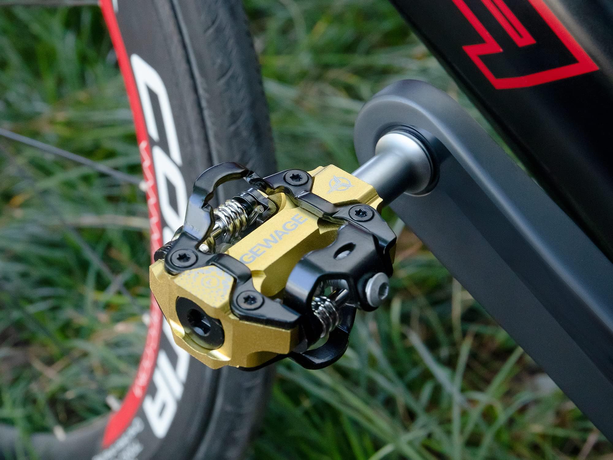GEWAGE Pedales klick MTB SPD – Aluminio fresado CNC, Sistema SPD Doble Cara, tensión de liberación Ajustable, compatibles con Sistemas SPD, Rosca 9/16", Ligeros (365g), Ideales para MTB