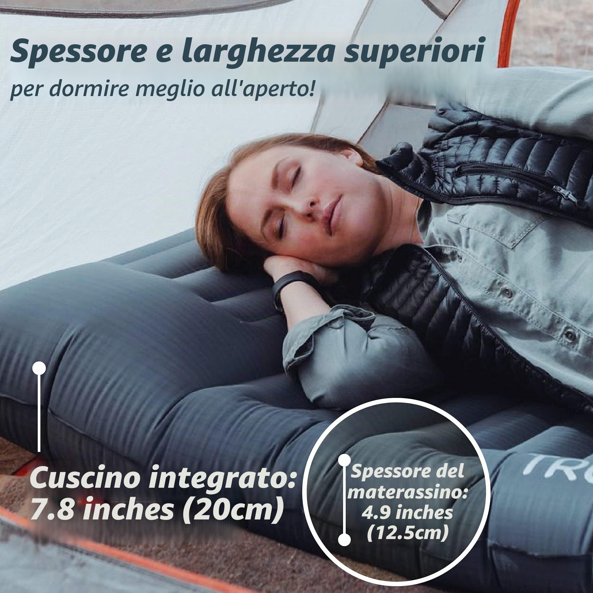 TREKOLOGY Tappetino da campeggio autogonfiabile, tappetino da campeggio per dormire, materasso da campeggio gonfiabile autogonfiabile ultraleggero, materassino da campeggio gonfiabile tappetino